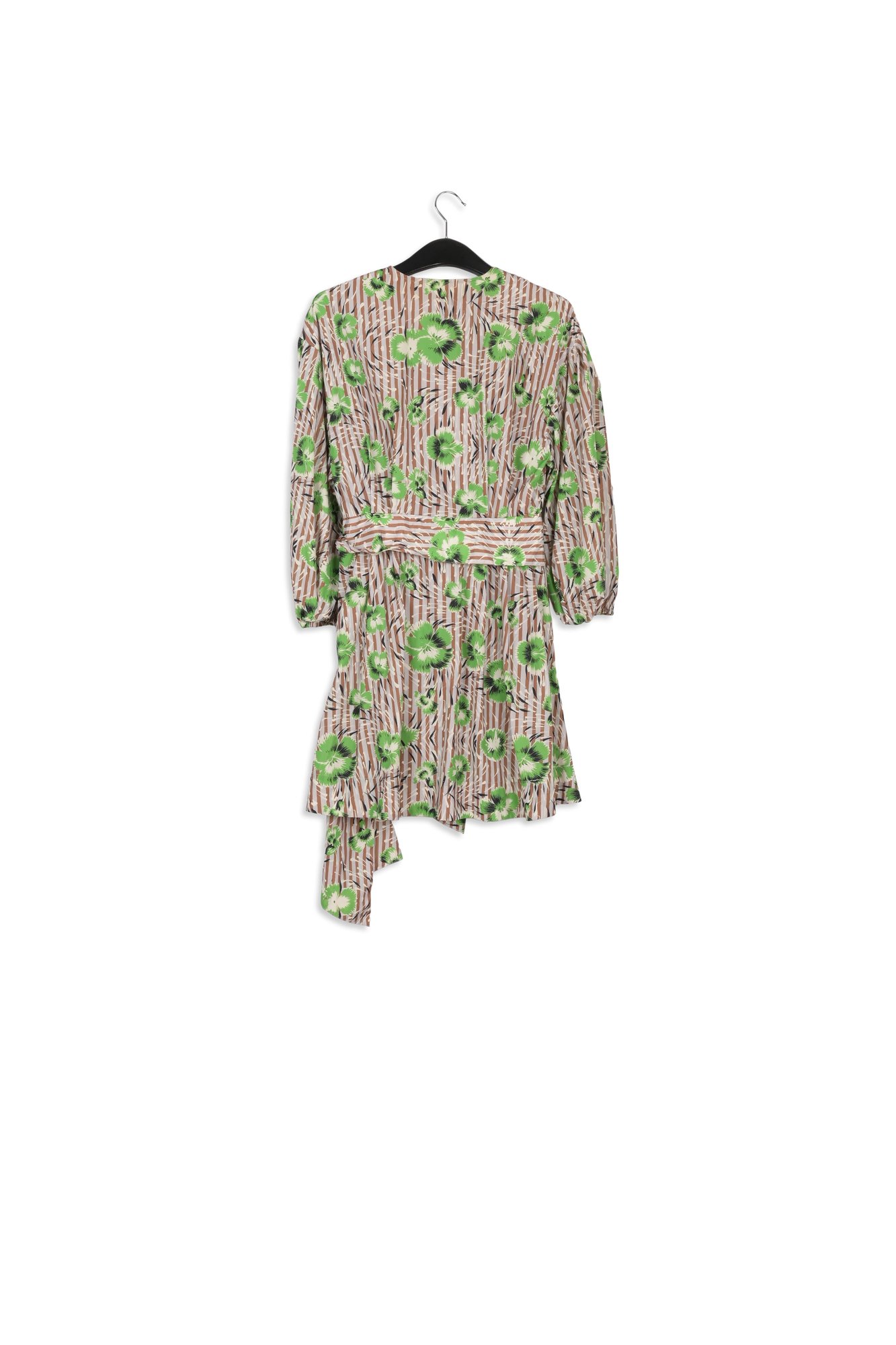Mini robe cache-coeur verte et brune à fleurs RE—SSENTIEL seconde main photo 2