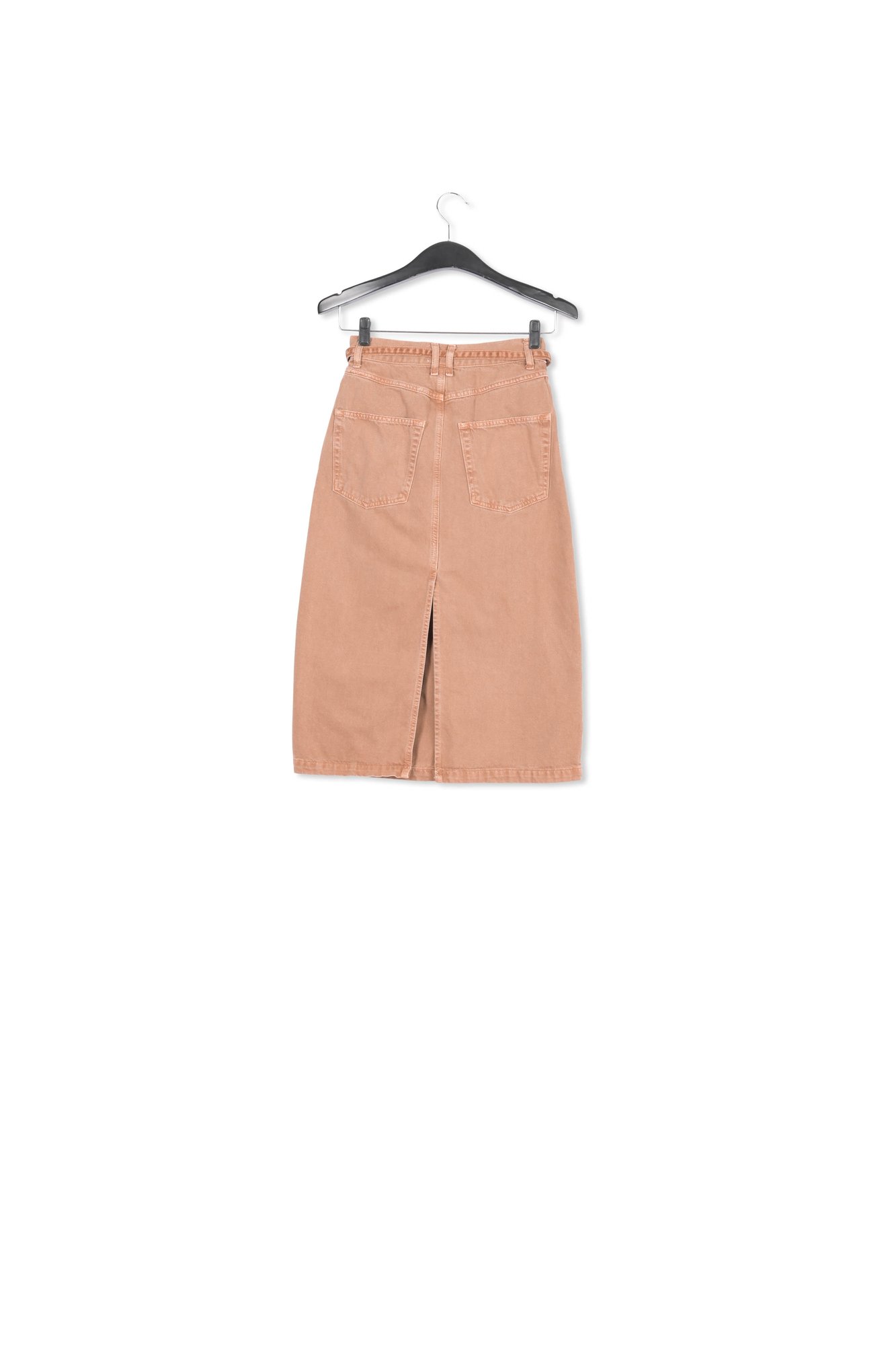 Jupe A à  taille haute en denim brun RE—SSENTIEL seconde main photo 2