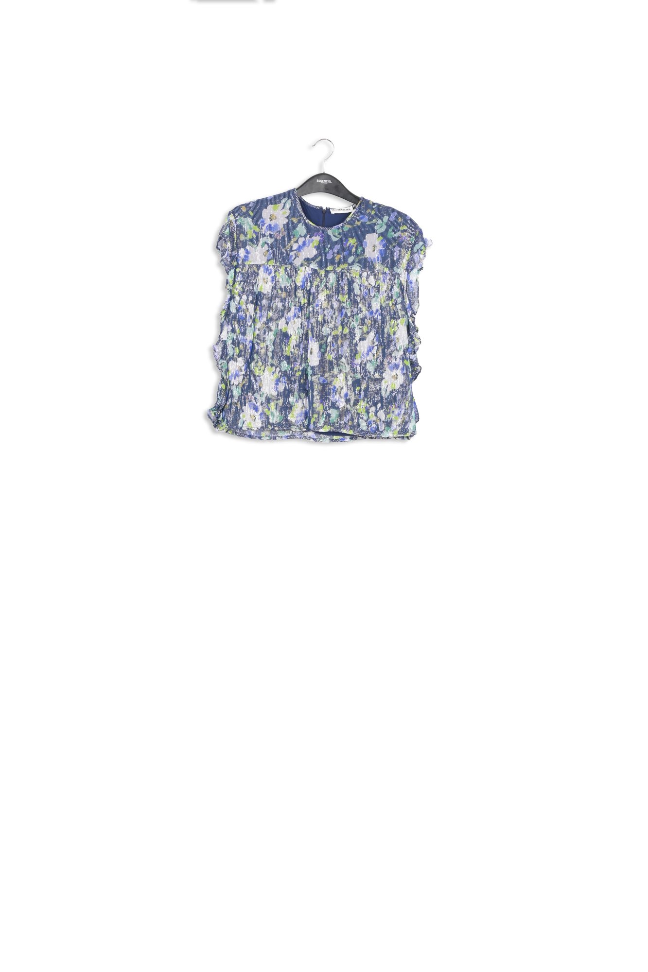 Donkerblauwe top met bloemenprint RE—SSENTIEL tweedehands photo 1
