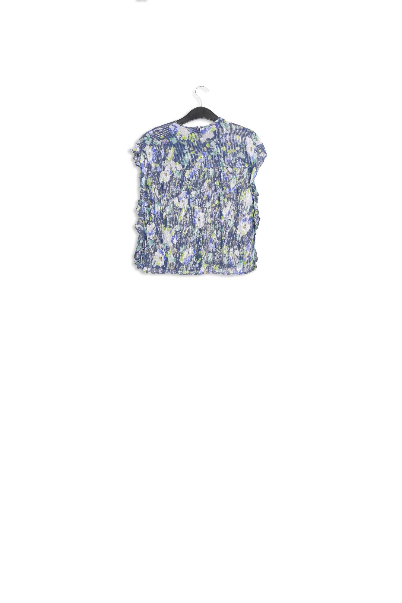 Donkerblauwe top met bloemenprint RE—SSENTIEL tweedehands photo 2