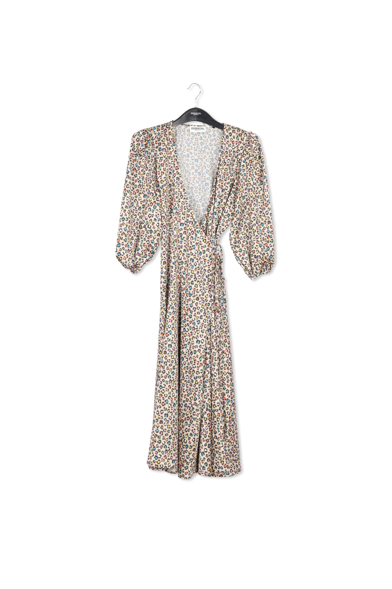Robe portefeuille beige mi-longue à imprimé léopard RE—SSENTIEL seconde main photo 1