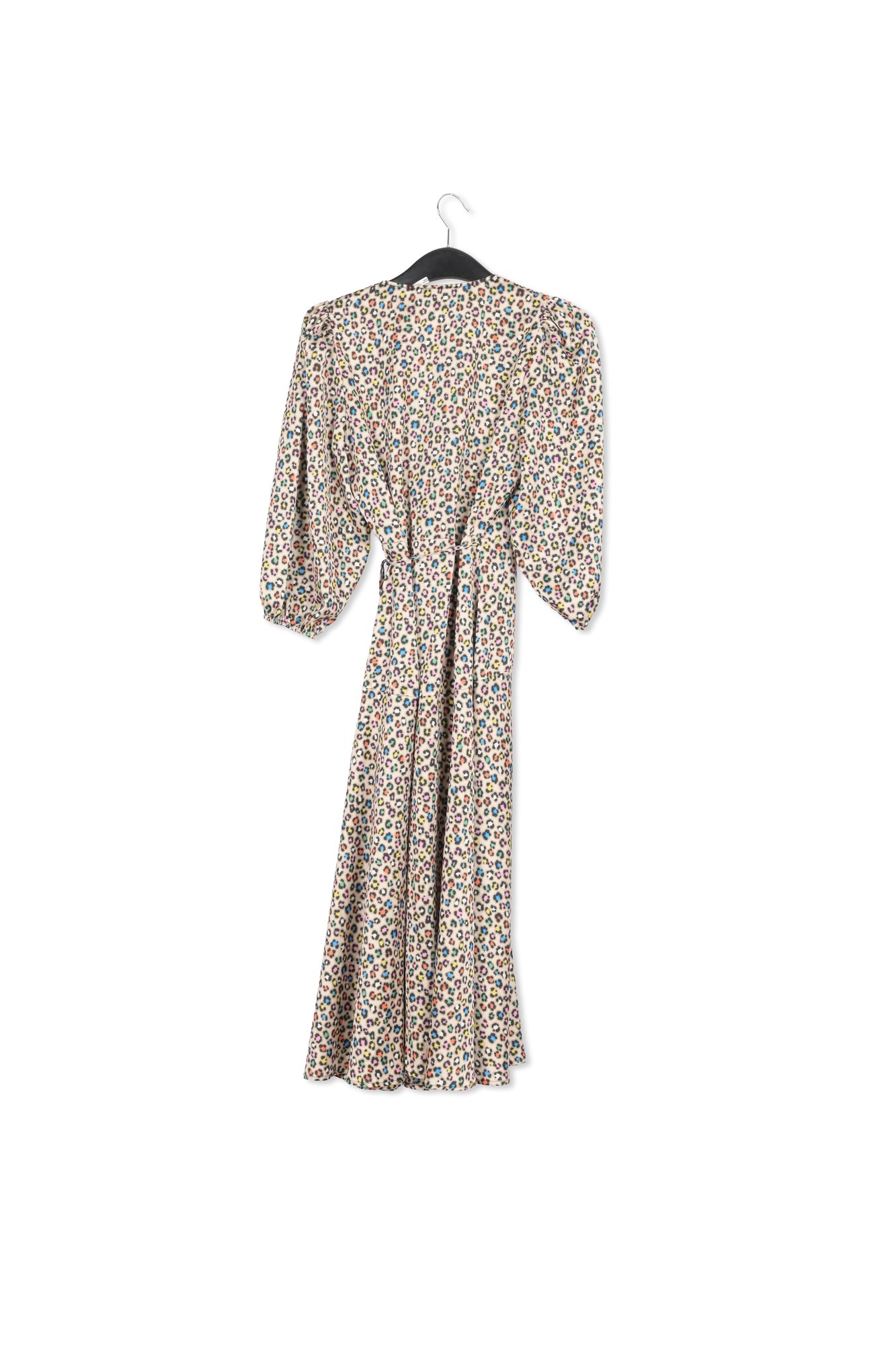 Robe portefeuille beige mi-longue à imprimé léopard RE—SSENTIEL seconde main photo 2