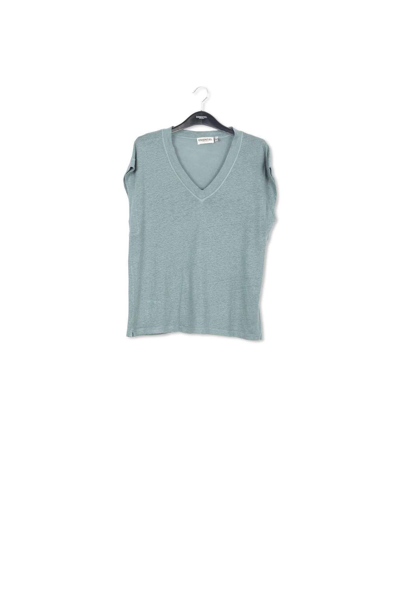 Blue linen V-neck T-shirt RE—SSENTIEL second-hand photo 1
