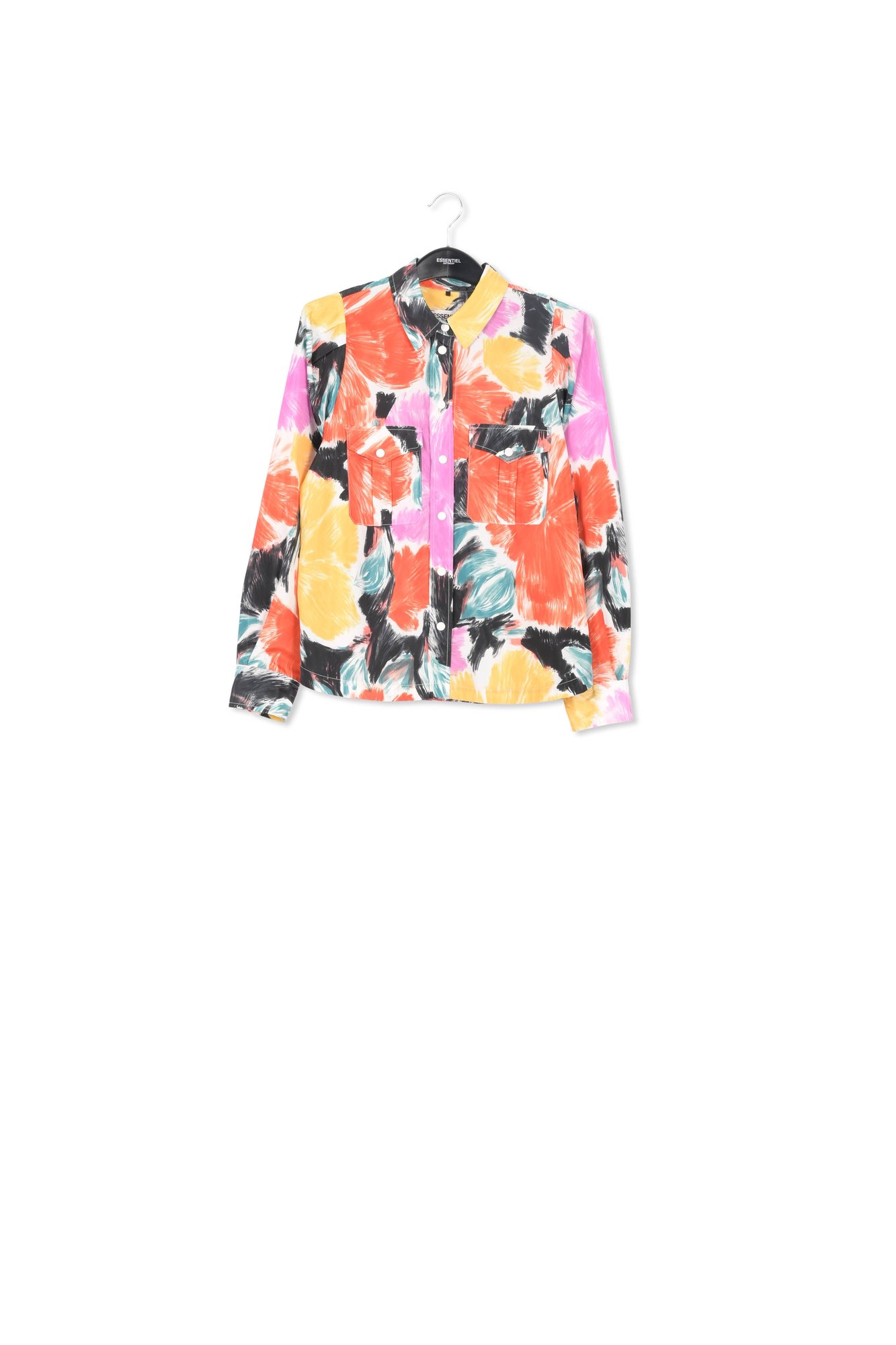 Chemise à imprimé fleuri noir, orange et jaune RE—SSENTIEL seconde main photo 1