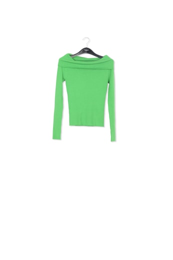 Pull en tricot vert à  épaules dénudées RE—SSENTIEL seconde main photo 1