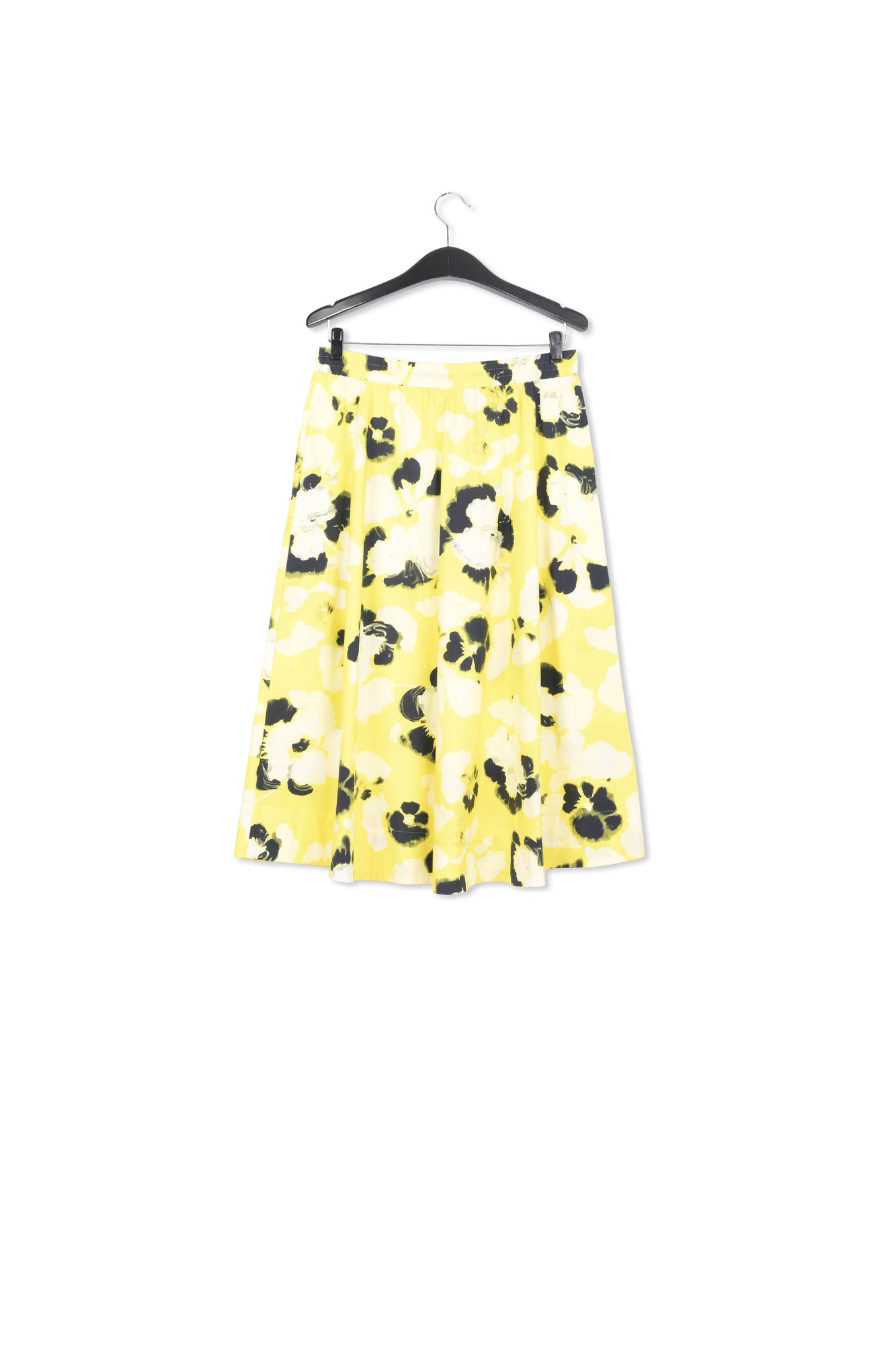 Yellow, white and navy blue midi-length A-line skirt RE—SSENTIEL second-hand photo 2