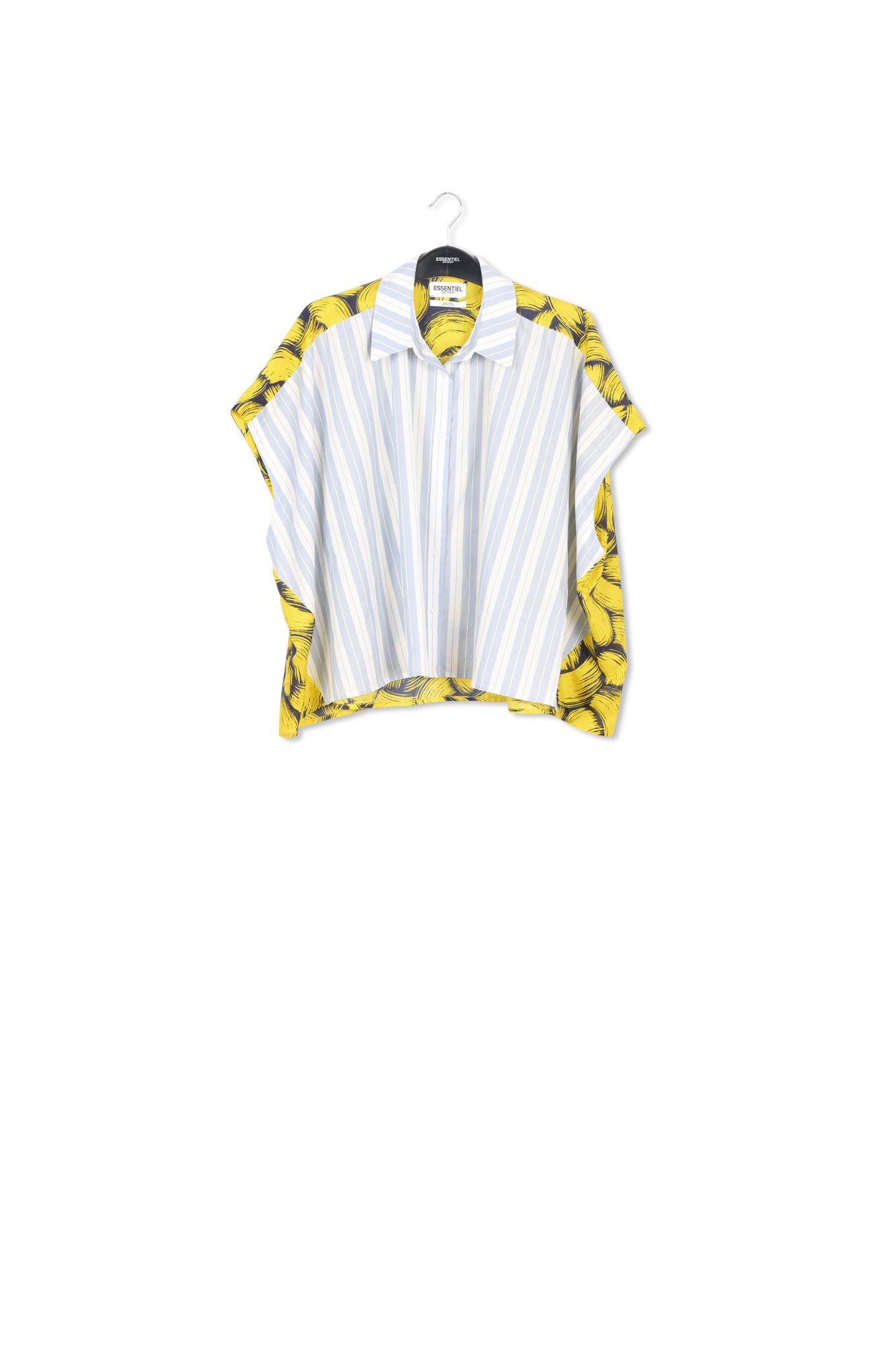 Photo produit Chemise à  rayures bleues et blanches avec dos en soie jaune numéro 0