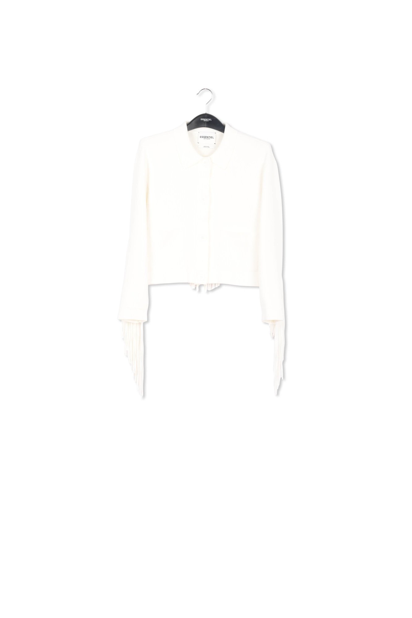 Off-white knitted jacket with fringes RE—SSENTIEL second-hand photo 1