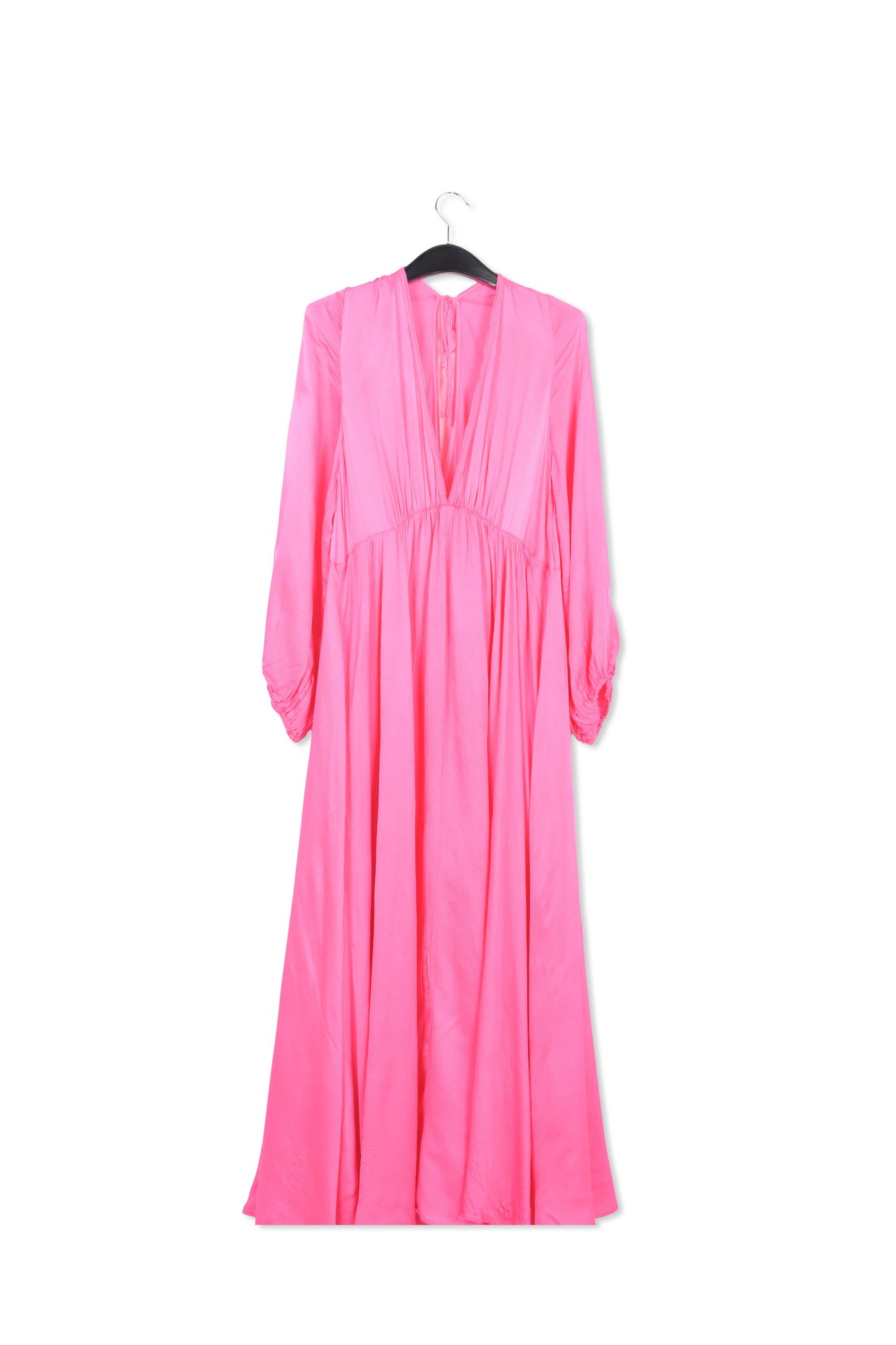 Product photo Neon pink long-sleeved v-neck maxi dress number 0