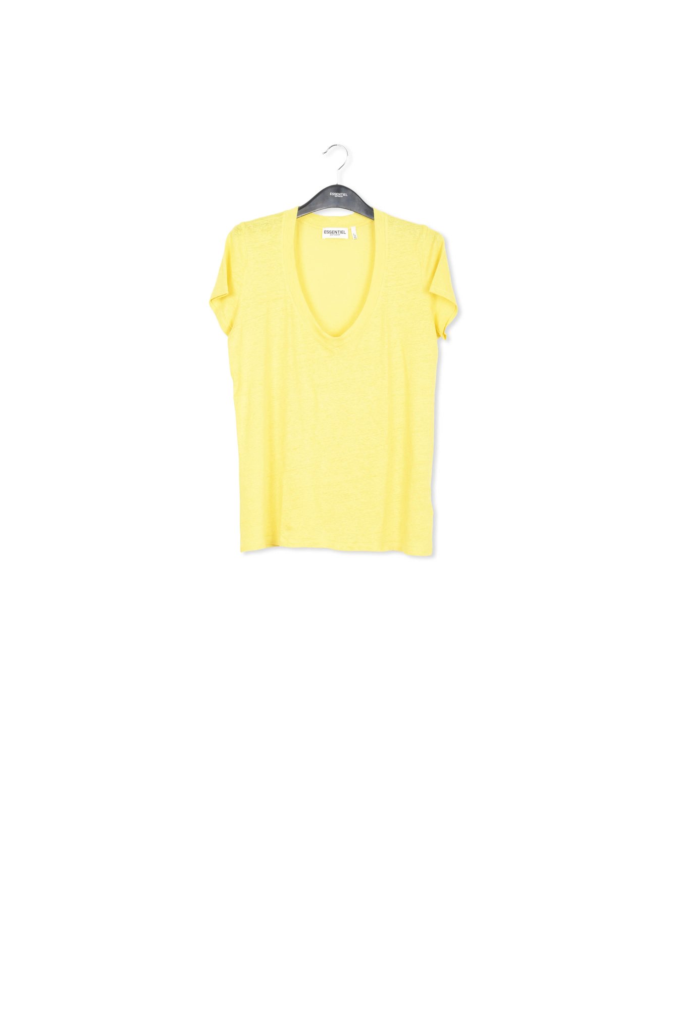 Yellow linen v-neck t-shirt RE—SSENTIEL second-hand photo 1