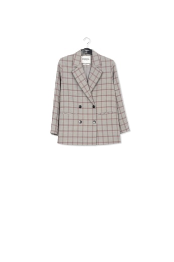 Blazer croisé gris à  carreaux Tattersall RE—SSENTIEL seconde main photo 1