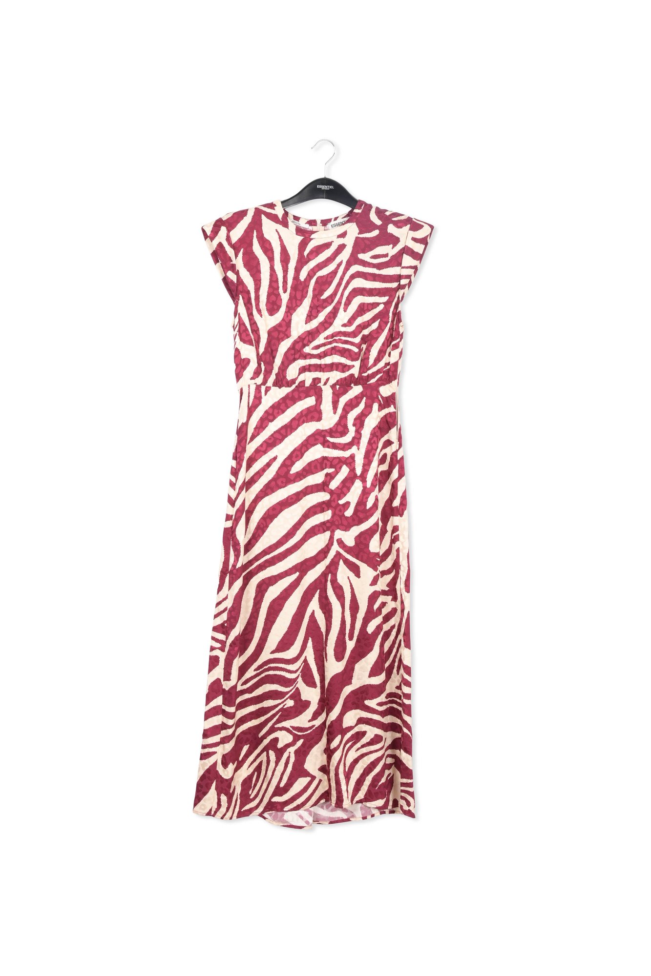 Burgundy and ecru zebra-print midi dress RE—SSENTIEL second-hand photo 1
