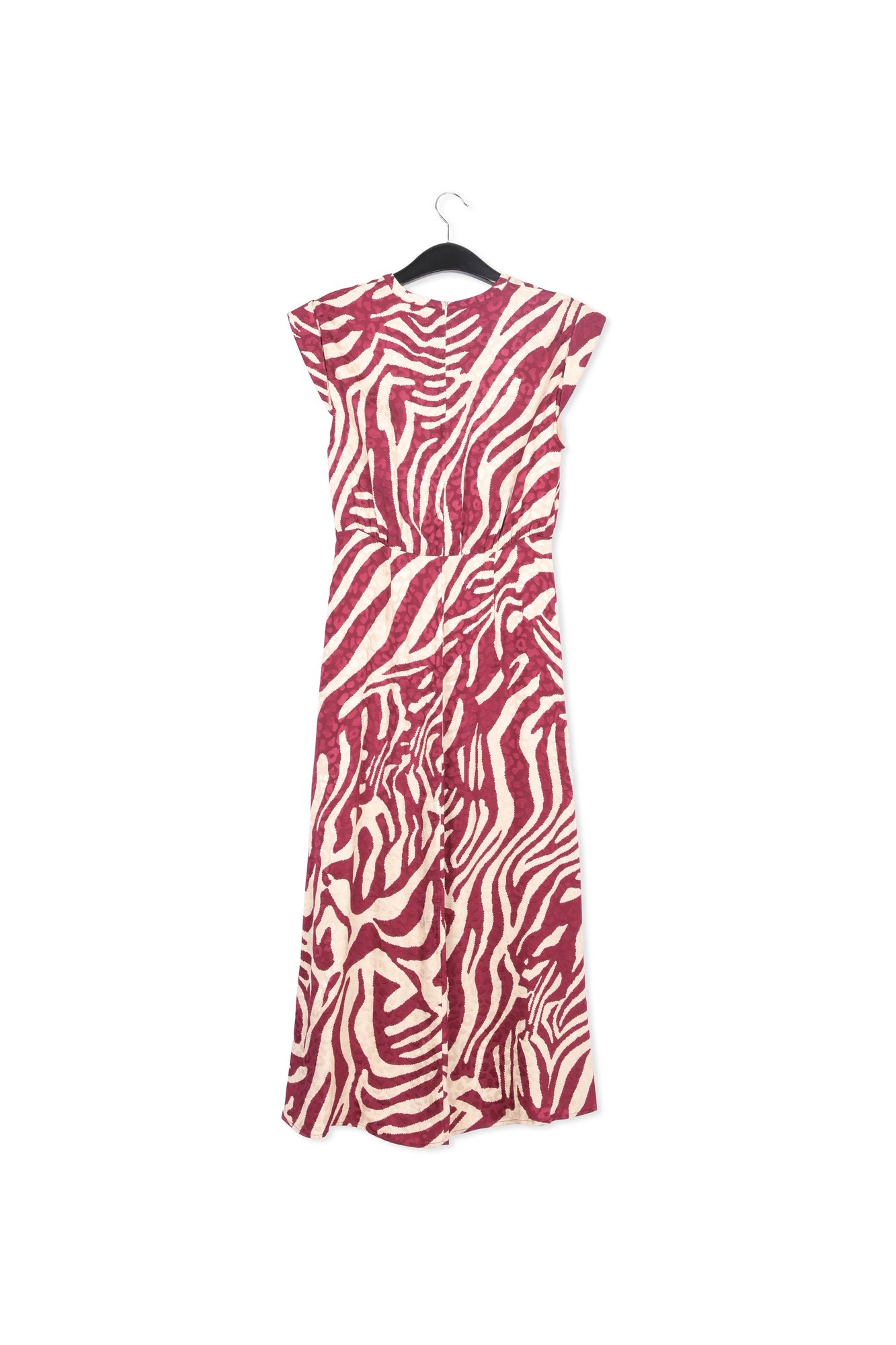 Burgundy and ecru zebra-print midi dress RE—SSENTIEL second-hand photo 2