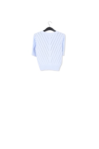 Light blue pointelle-knitted sweater with embroideries RE—SSENTIEL second-hand photo 2