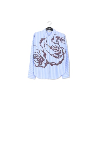 Blue and white striped cotton shirt with sequin embroideries RE—SSENTIEL second-hand photo 1