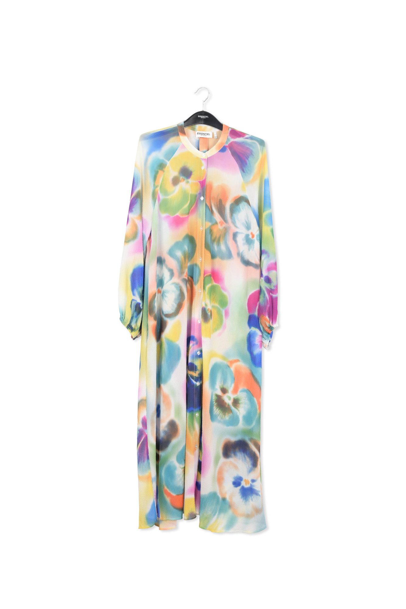 Multicolor floral print midi-length shirt dress RE—SSENTIEL second-hand photo 1
