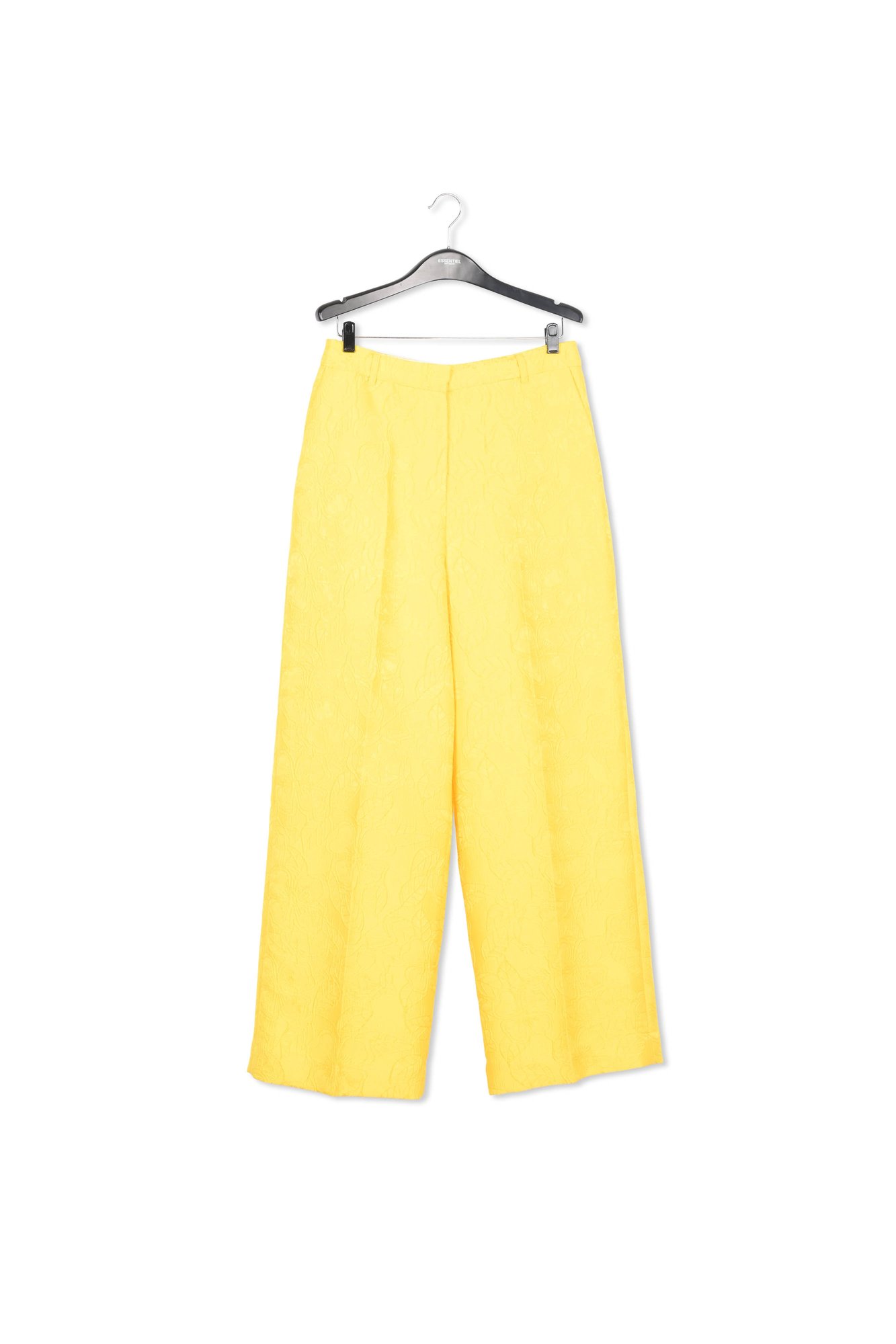 Pantalon droit en jacquard fleuri jaune RE—SSENTIEL seconde main photo 1