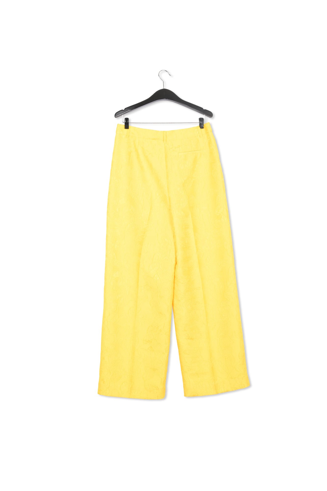 Pantalon droit en jacquard fleuri jaune RE—SSENTIEL seconde main photo 2