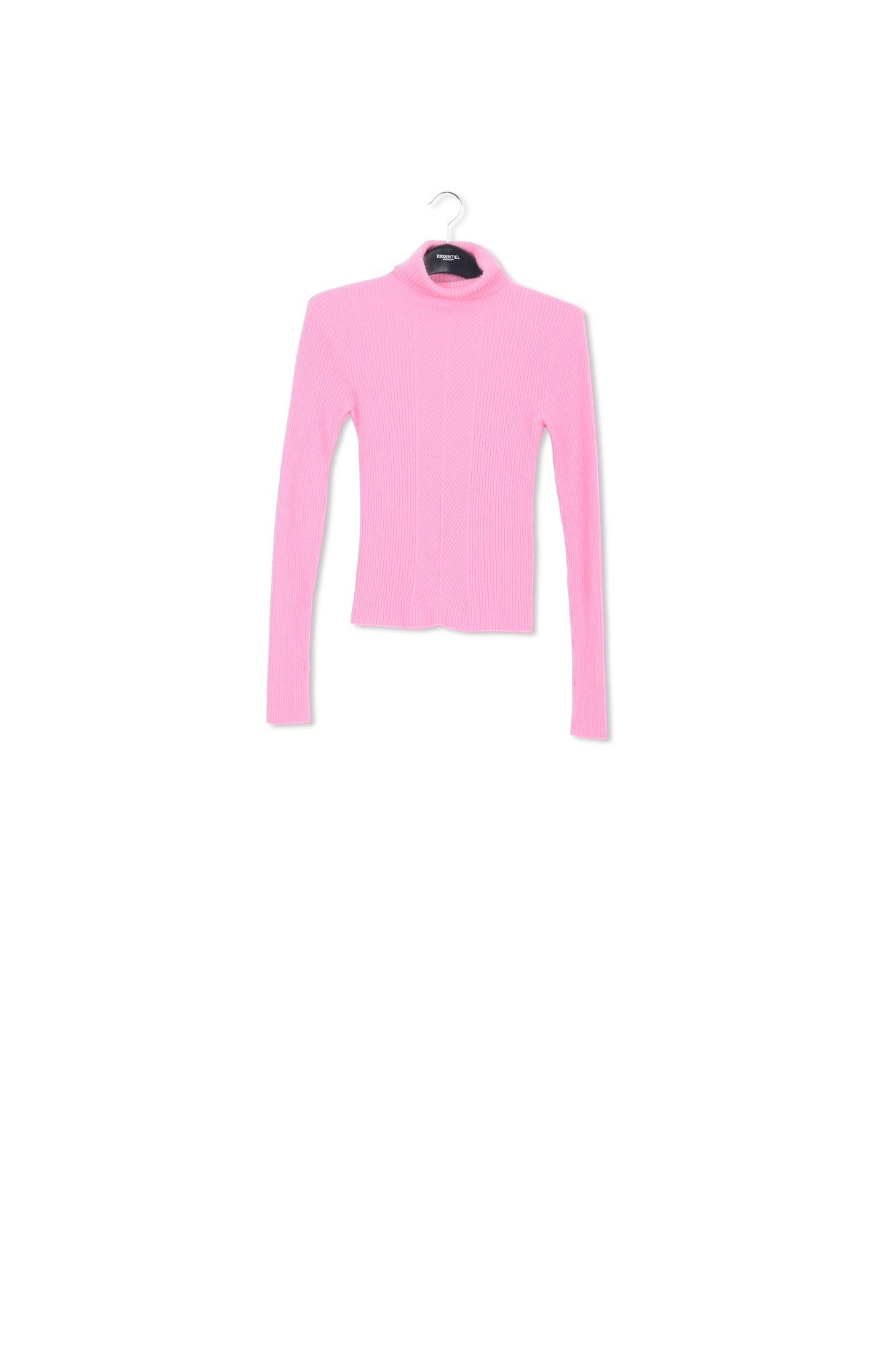 Pink merino wool ribbed turtleneck sweater RE—SSENTIEL second-hand photo 1