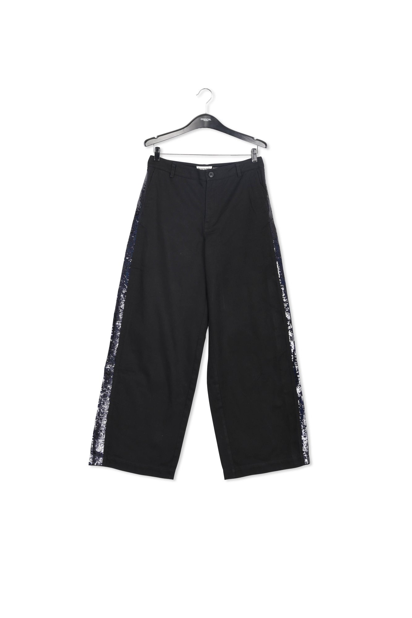Zwarte katoenen broek met streepmotief van pailletten - 25 year exclusive RE—SSENTIEL tweedehands photo 1