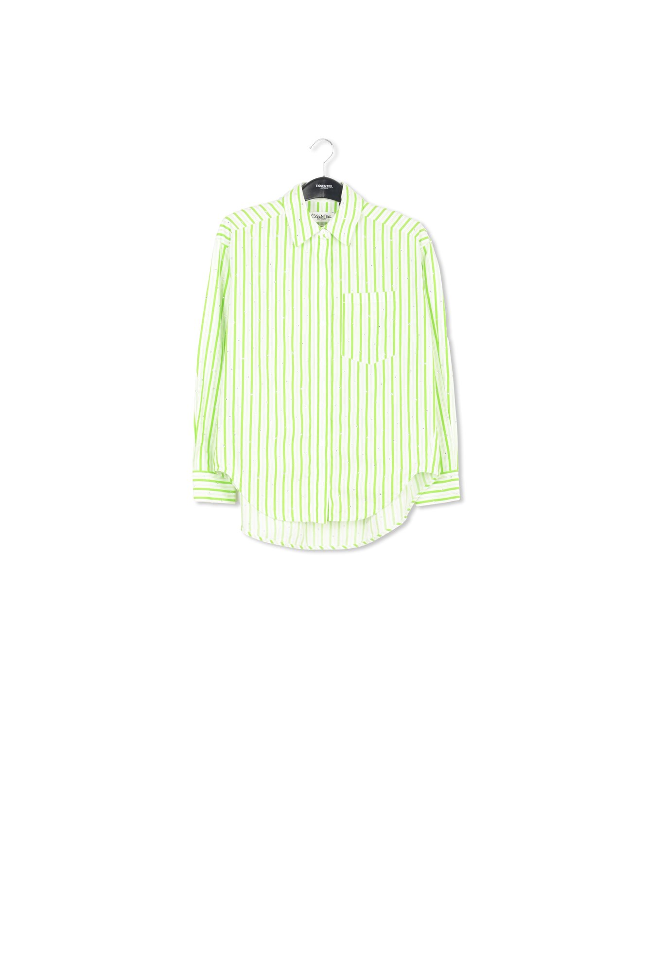 Wit en groen gestreept overhemd met stras RE—SSENTIEL tweedehands photo 1