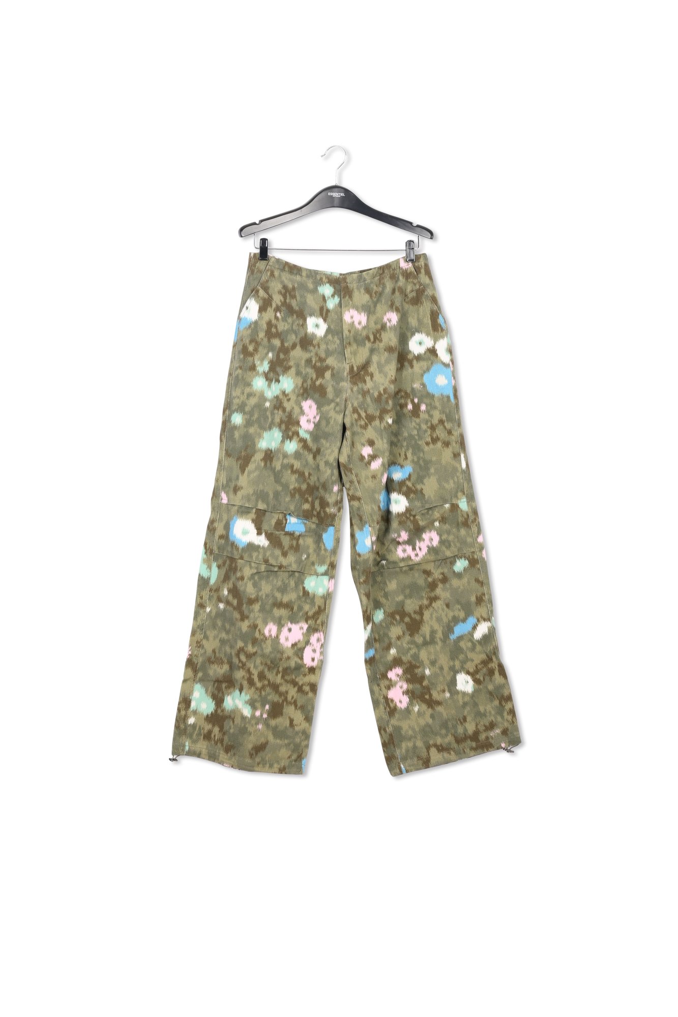 Product photo Khaki floral print cotton cargo pants number 0