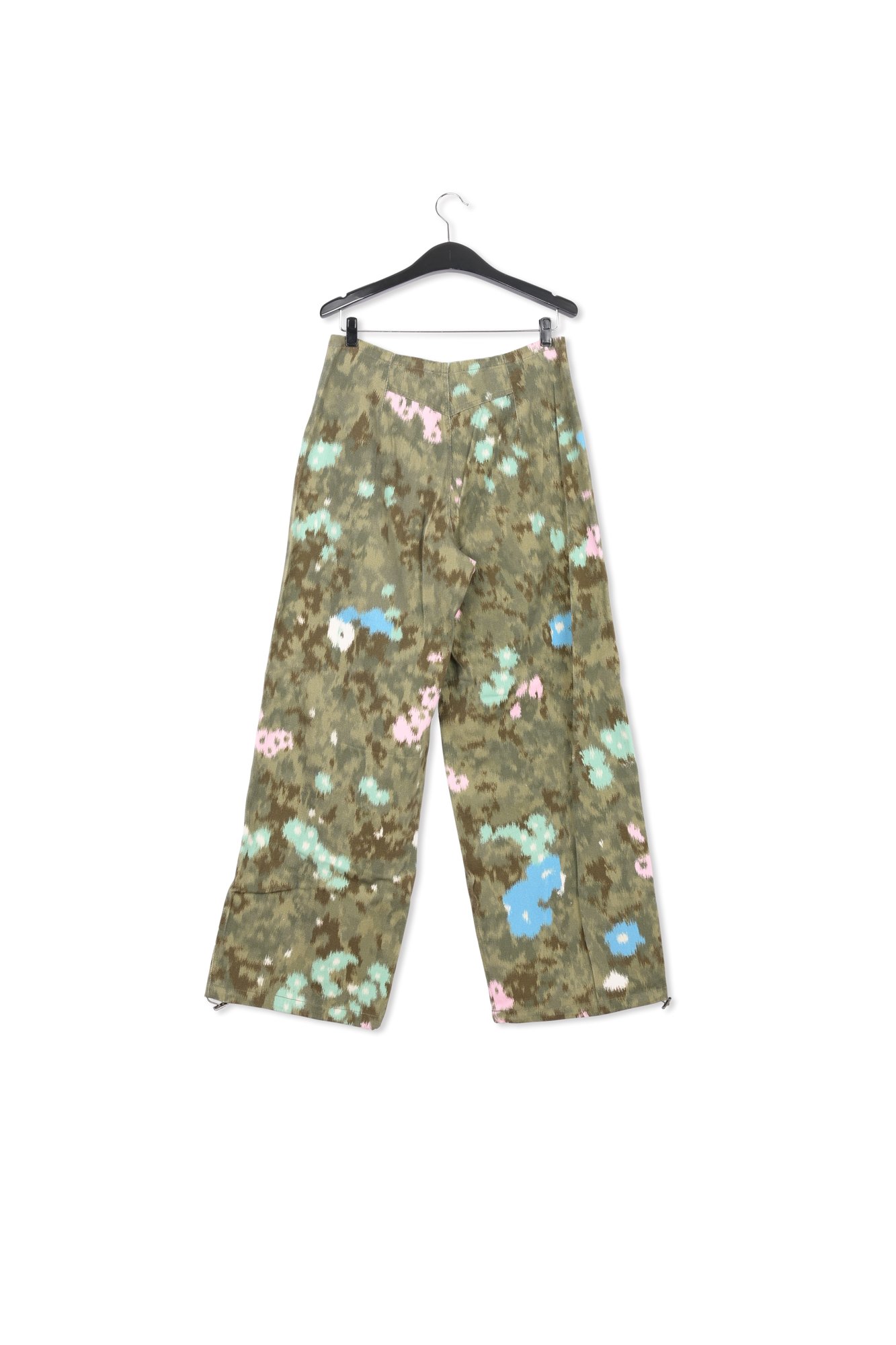 Product photo Khaki floral print cotton cargo pants number 1