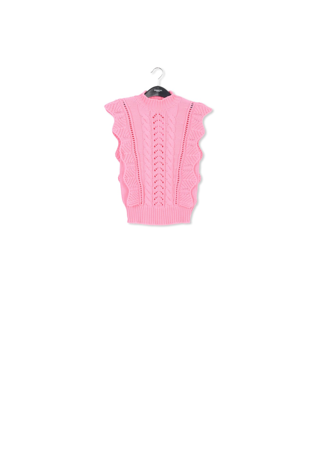 Pull sans manches rose clair à volants RE—SSENTIEL seconde main photo 1