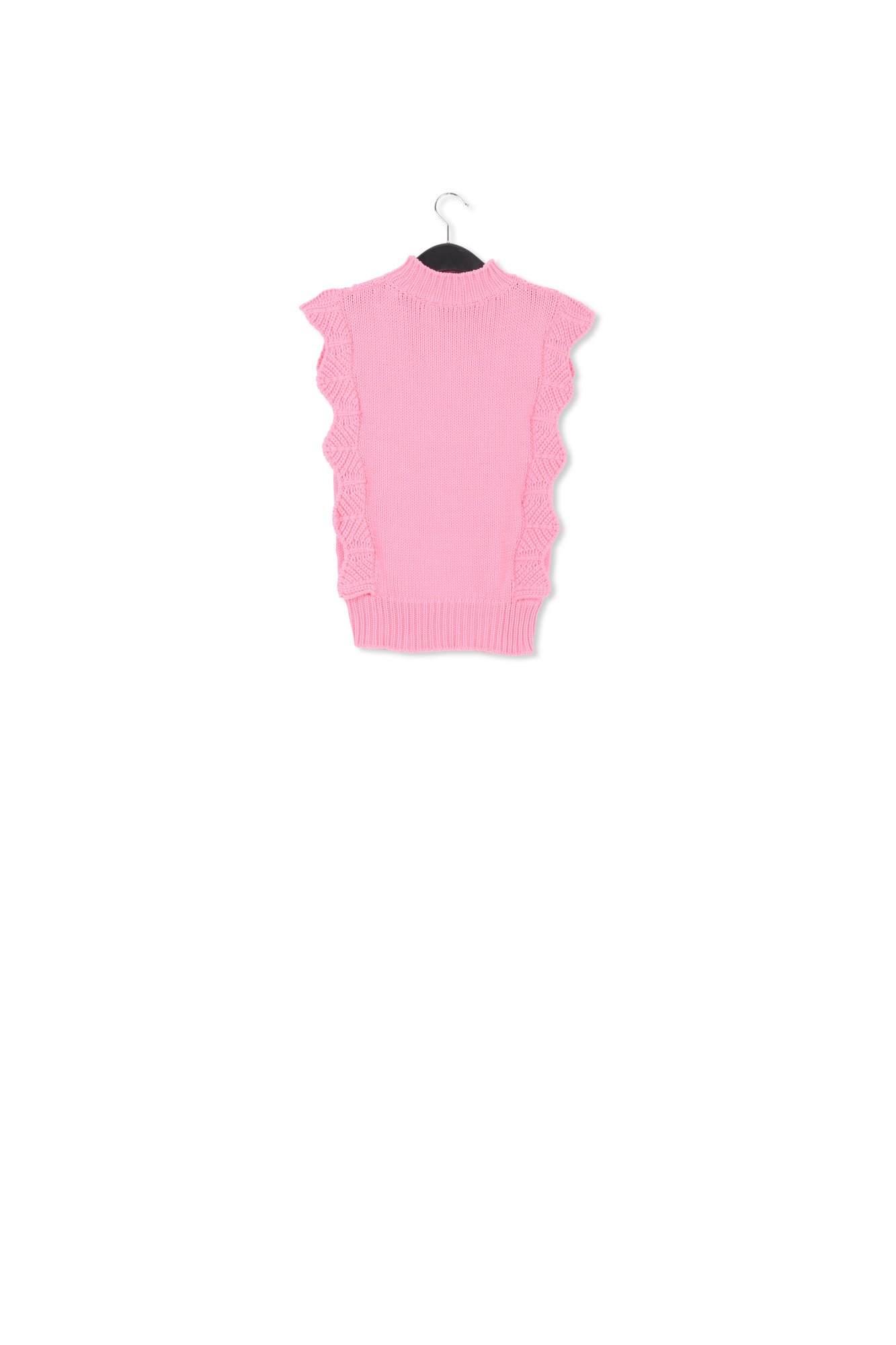 Pull sans manches rose clair à volants RE—SSENTIEL seconde main photo 2