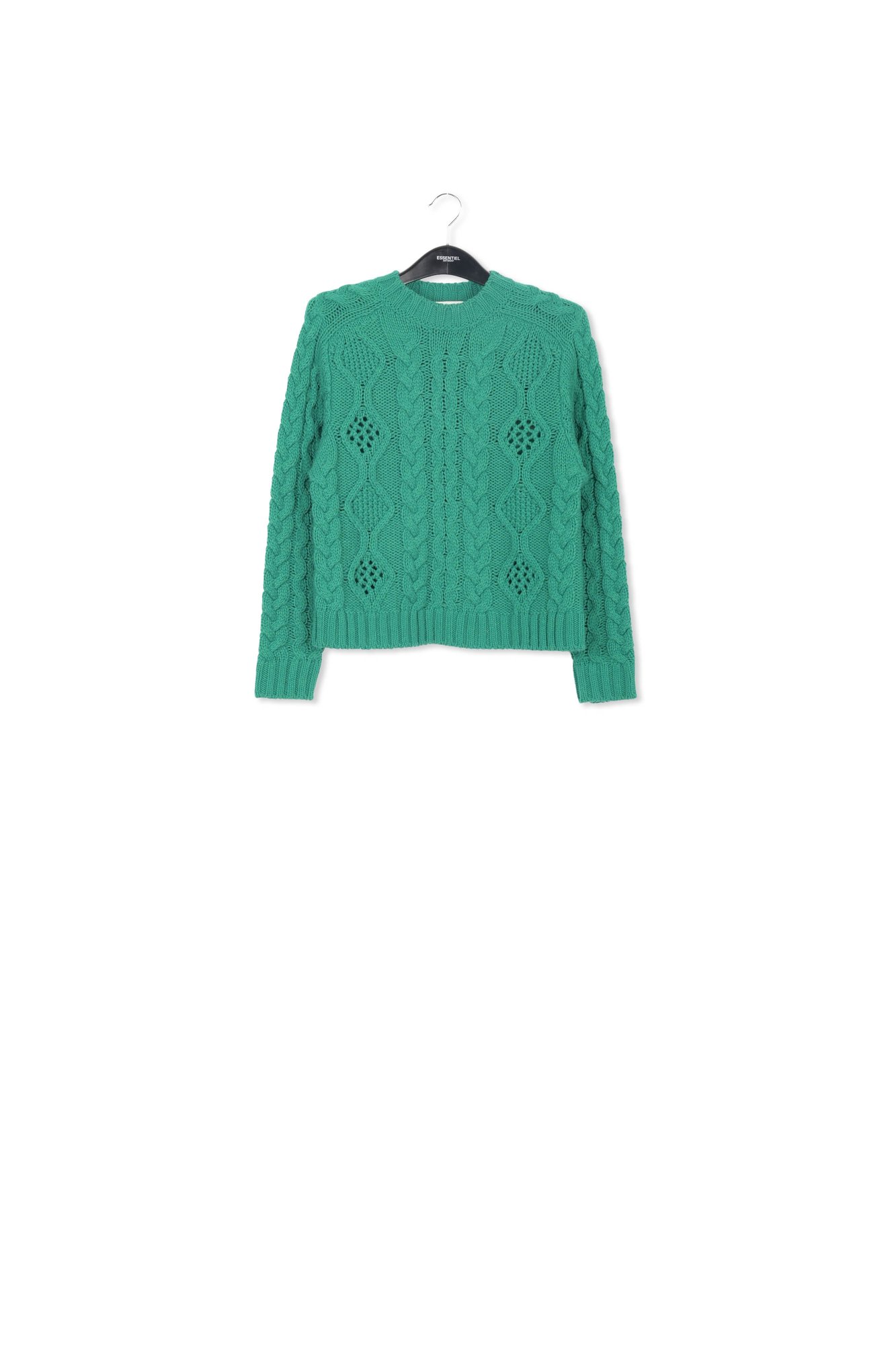 Green cable-knit wool-blend sweater RE—SSENTIEL second-hand photo 1