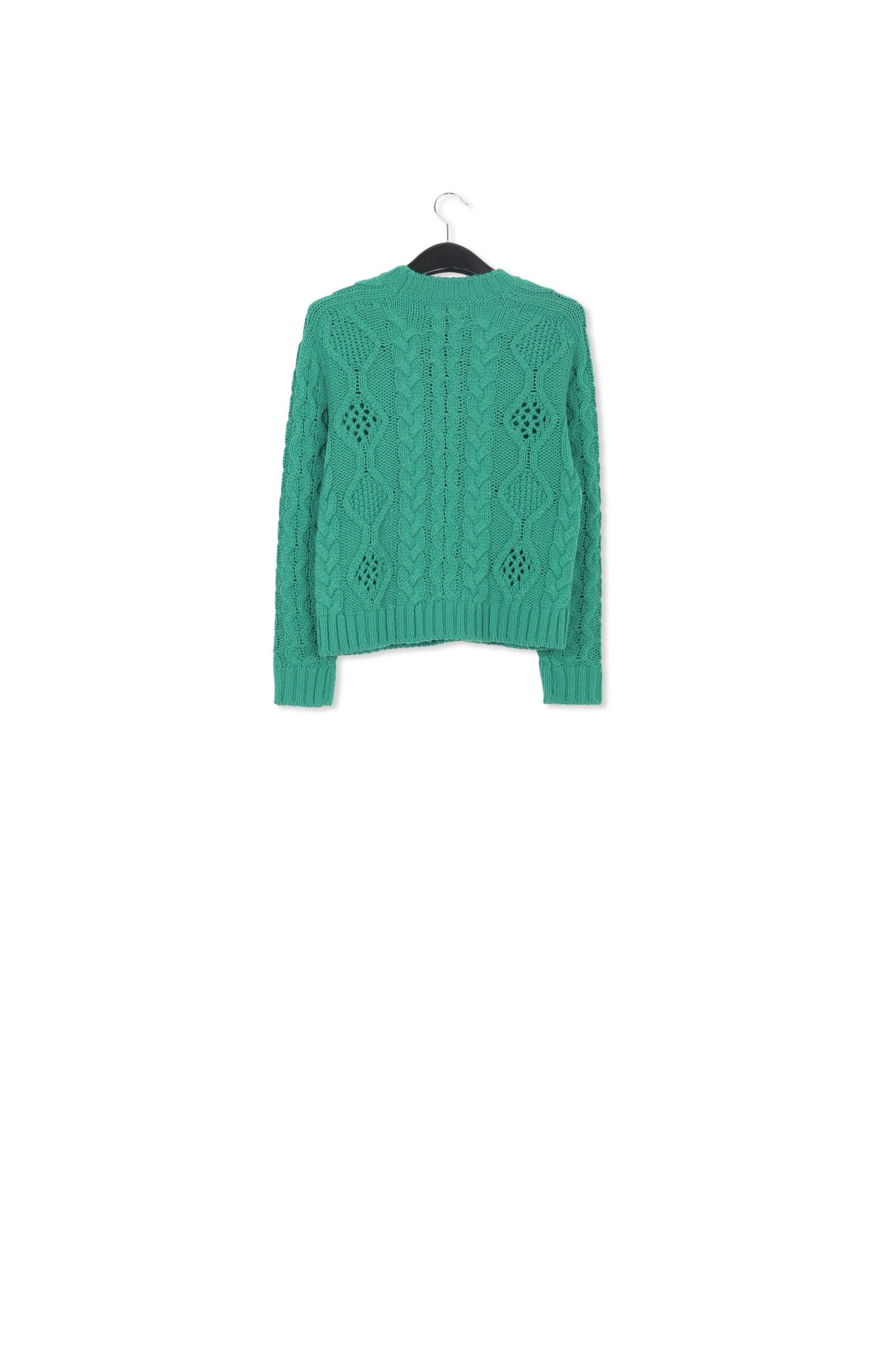Green cable-knit wool-blend sweater RE—SSENTIEL second-hand photo 2