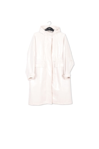 Imperméable en faux cuir blanc cassé RE—SSENTIEL seconde main photo 1