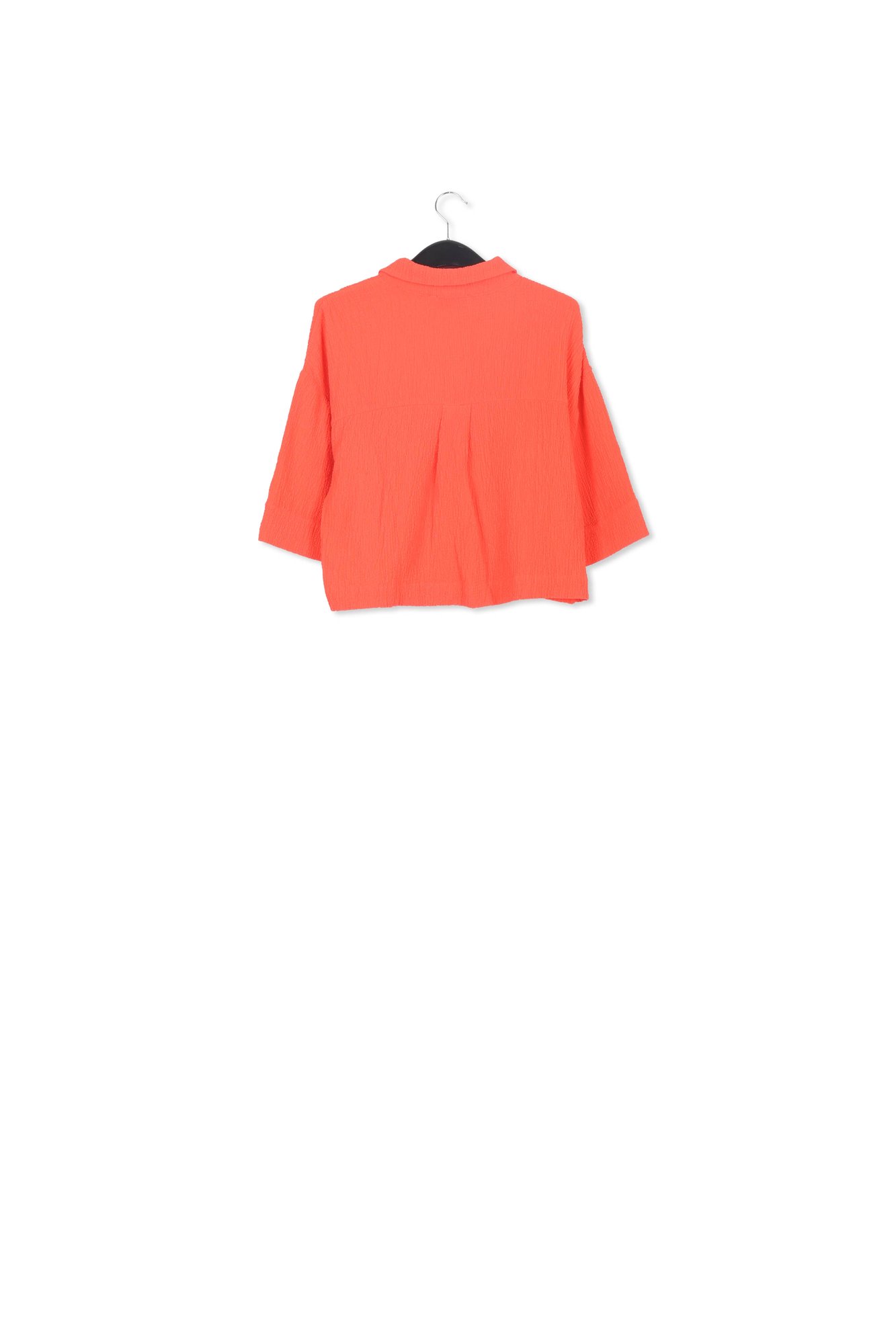 Chemise courte en cloqué rouge RE—SSENTIEL seconde main photo 2