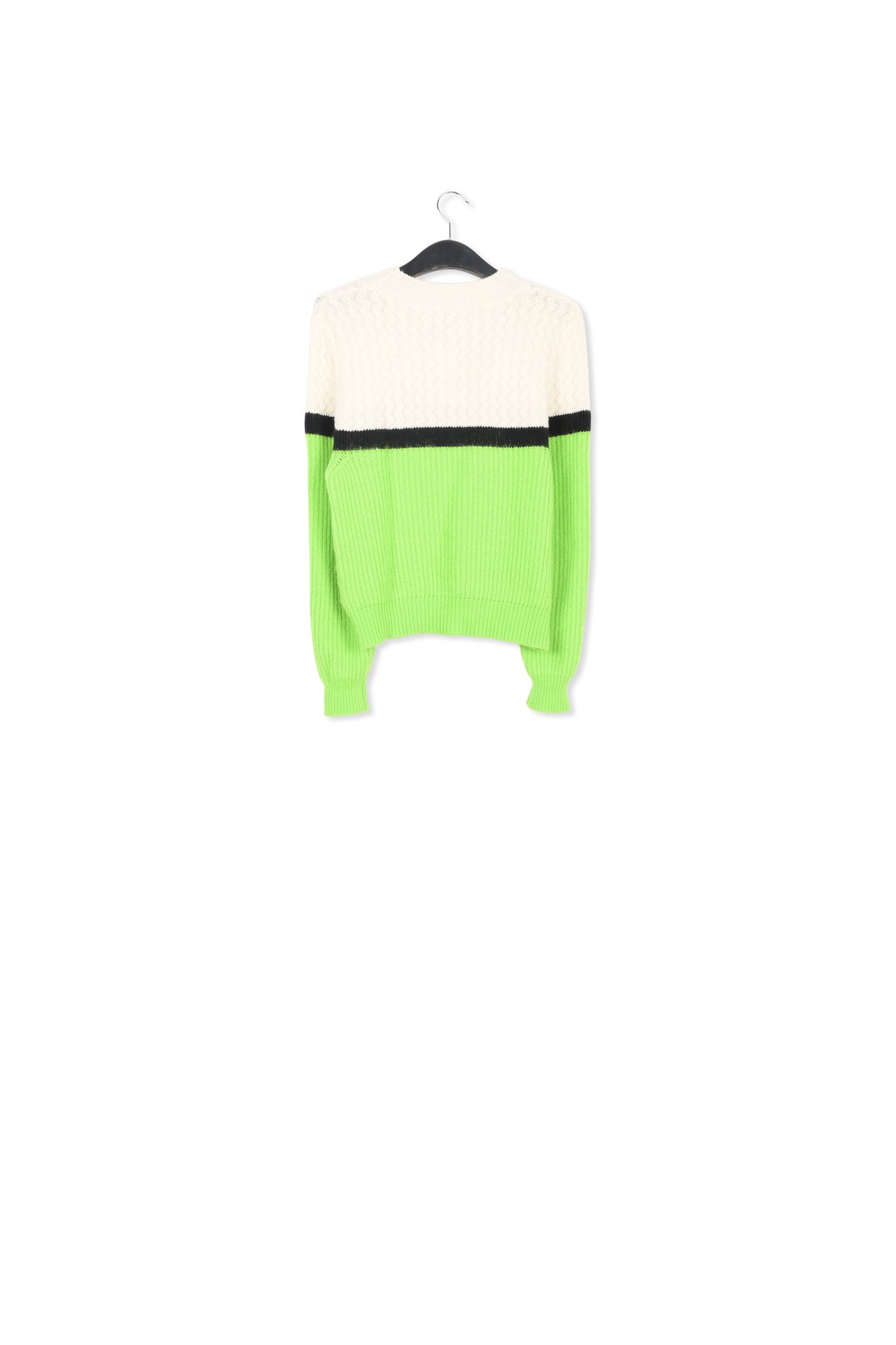 Witte en groene trui gebreid in twee steken RE—SSENTIEL tweedehands photo 2