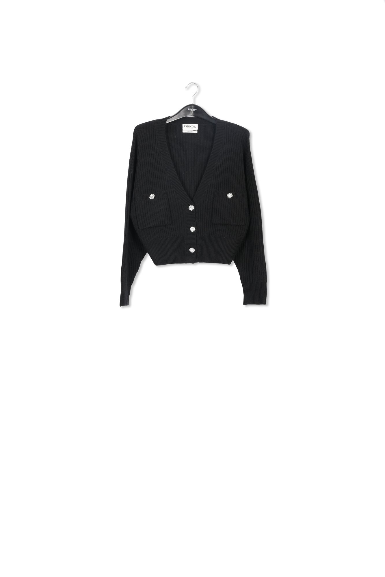 Black rhinestone-button V-neck cardigan RE—SSENTIEL second-hand photo 1