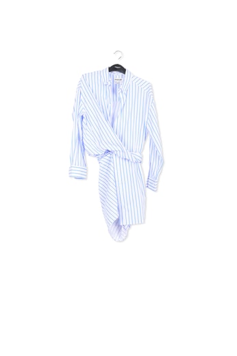 White and blue striped cotton mini dress RE—SSENTIEL second-hand photo 1