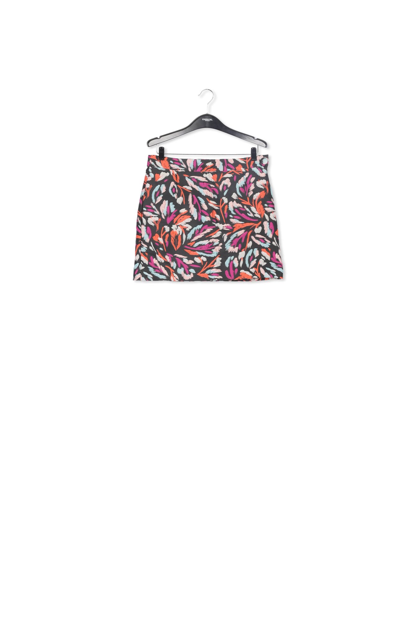 Mini jupe en jacquard noir, orange et pourpre RE—SSENTIEL seconde main photo 1