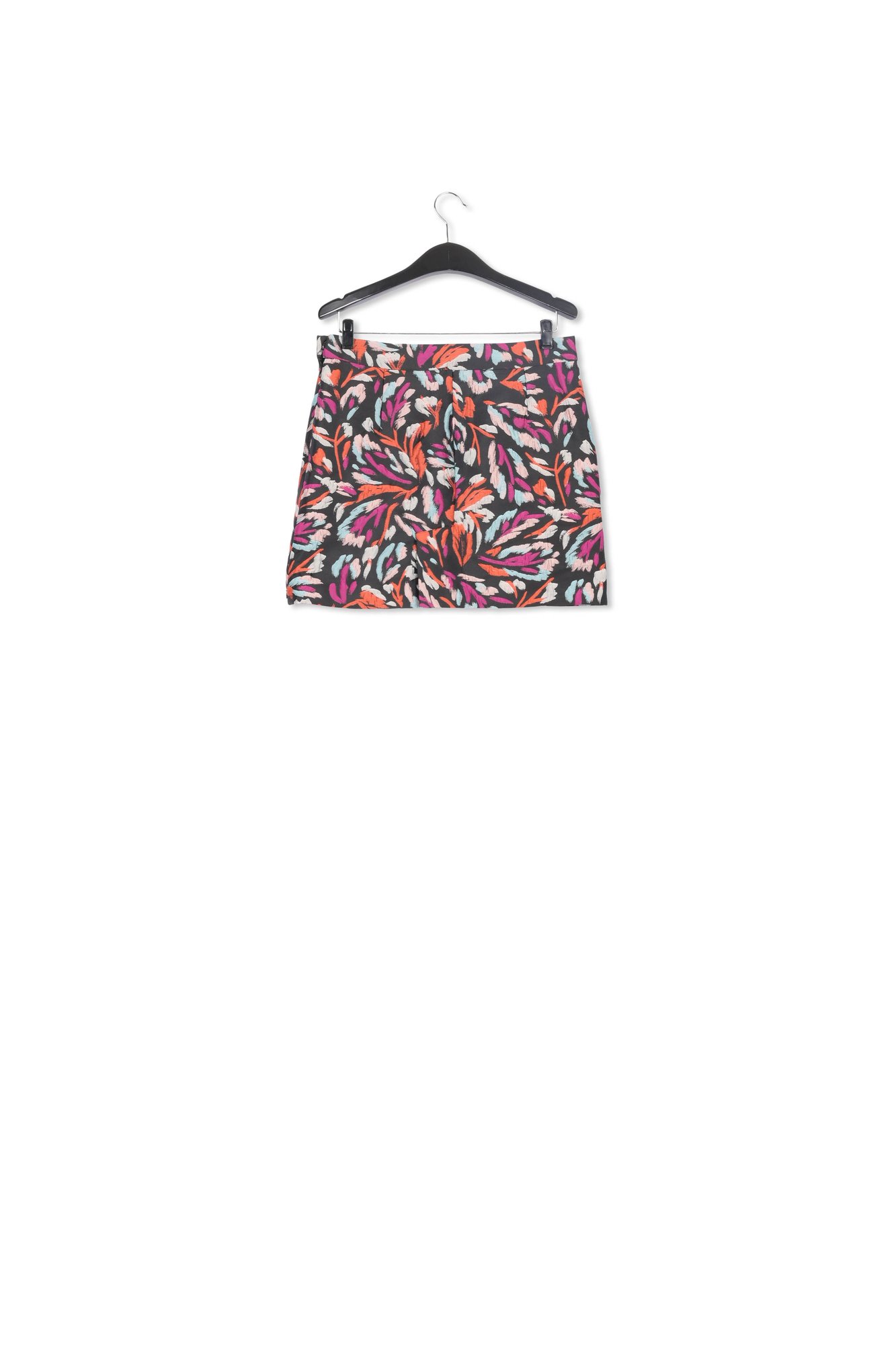Mini jupe en jacquard noir, orange et pourpre RE—SSENTIEL seconde main photo 2