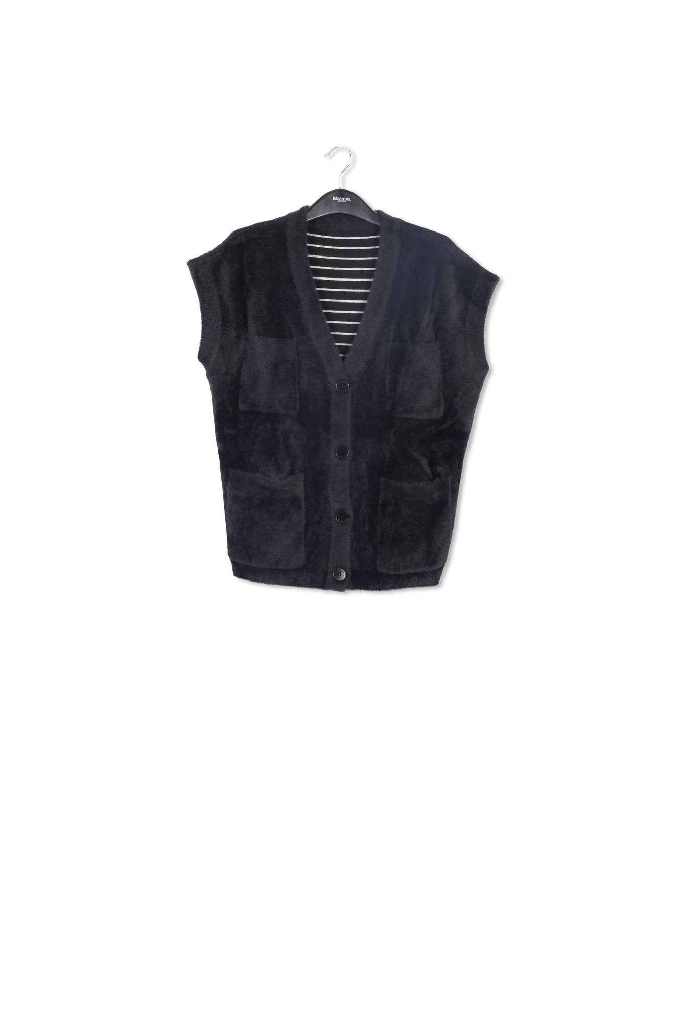 Zwarte tweezijdige cardigan zonder mouwen RE—SSENTIEL tweedehands photo 1