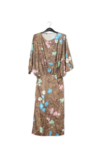 Robe midi kaki à  imprimé fleuri RE—SSENTIEL seconde main photo 1