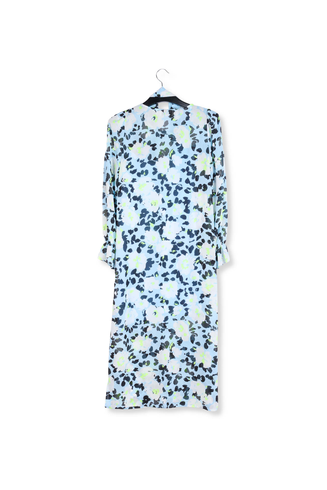 Lichtblauwe midi-jurk met bloemenprint en riem RE—SSENTIEL tweedehands photo 2