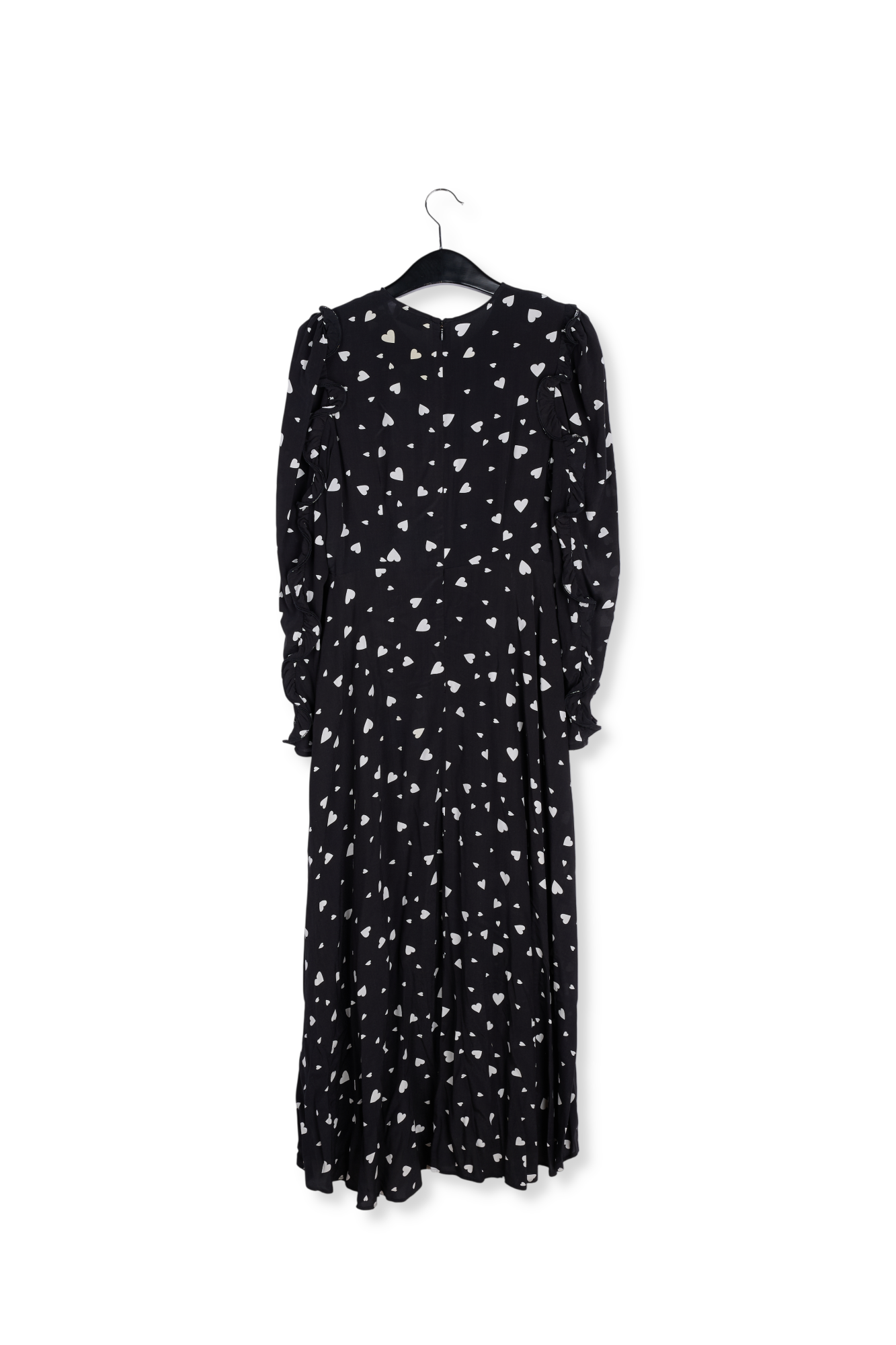Robe maxi noire à coeurs avec manches à ruches RE—SSENTIEL seconde main photo 2