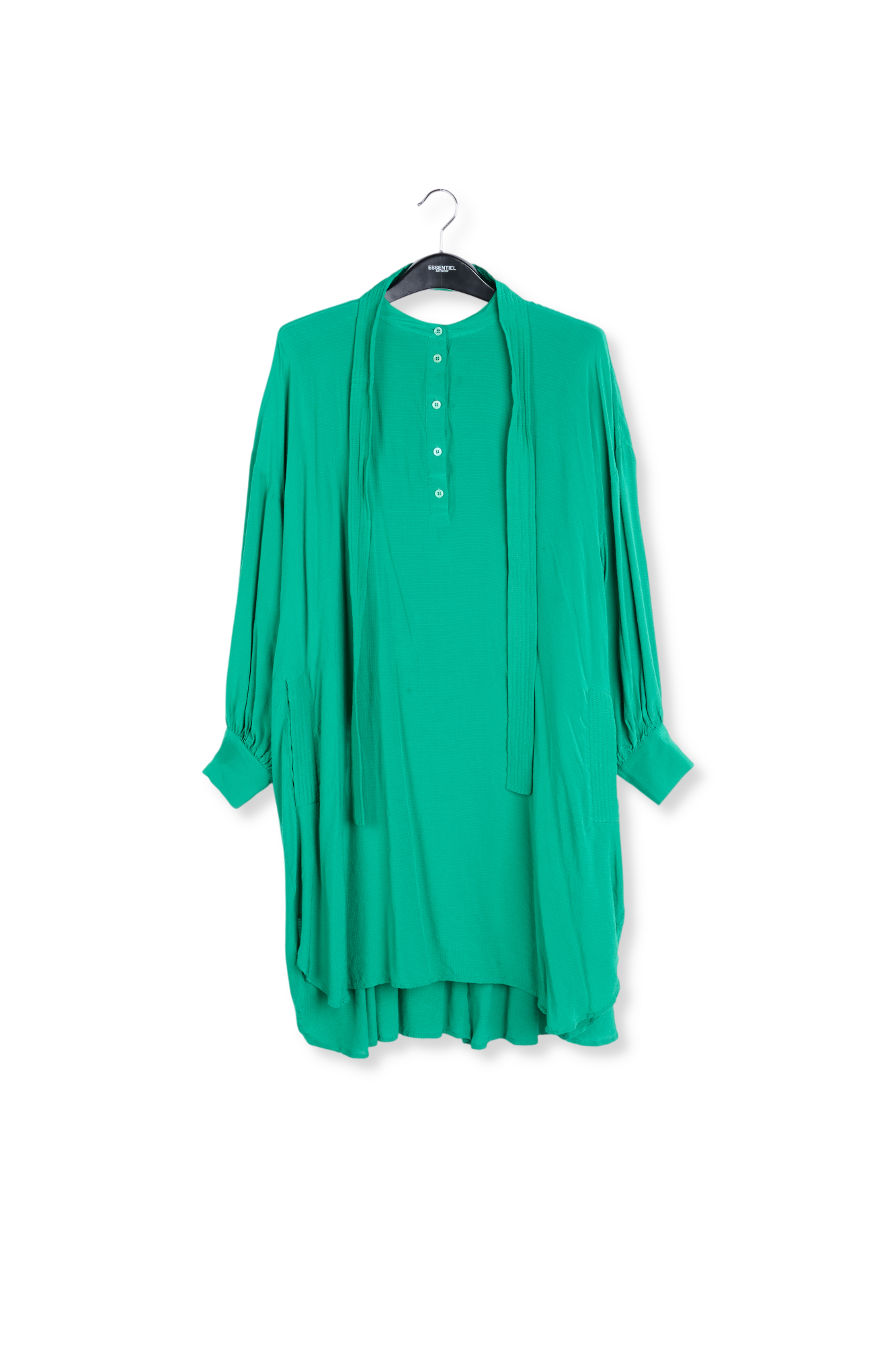 Green relaxed-fit shirt dress with plissé backside RE—SSENTIEL second-hand photo 1
