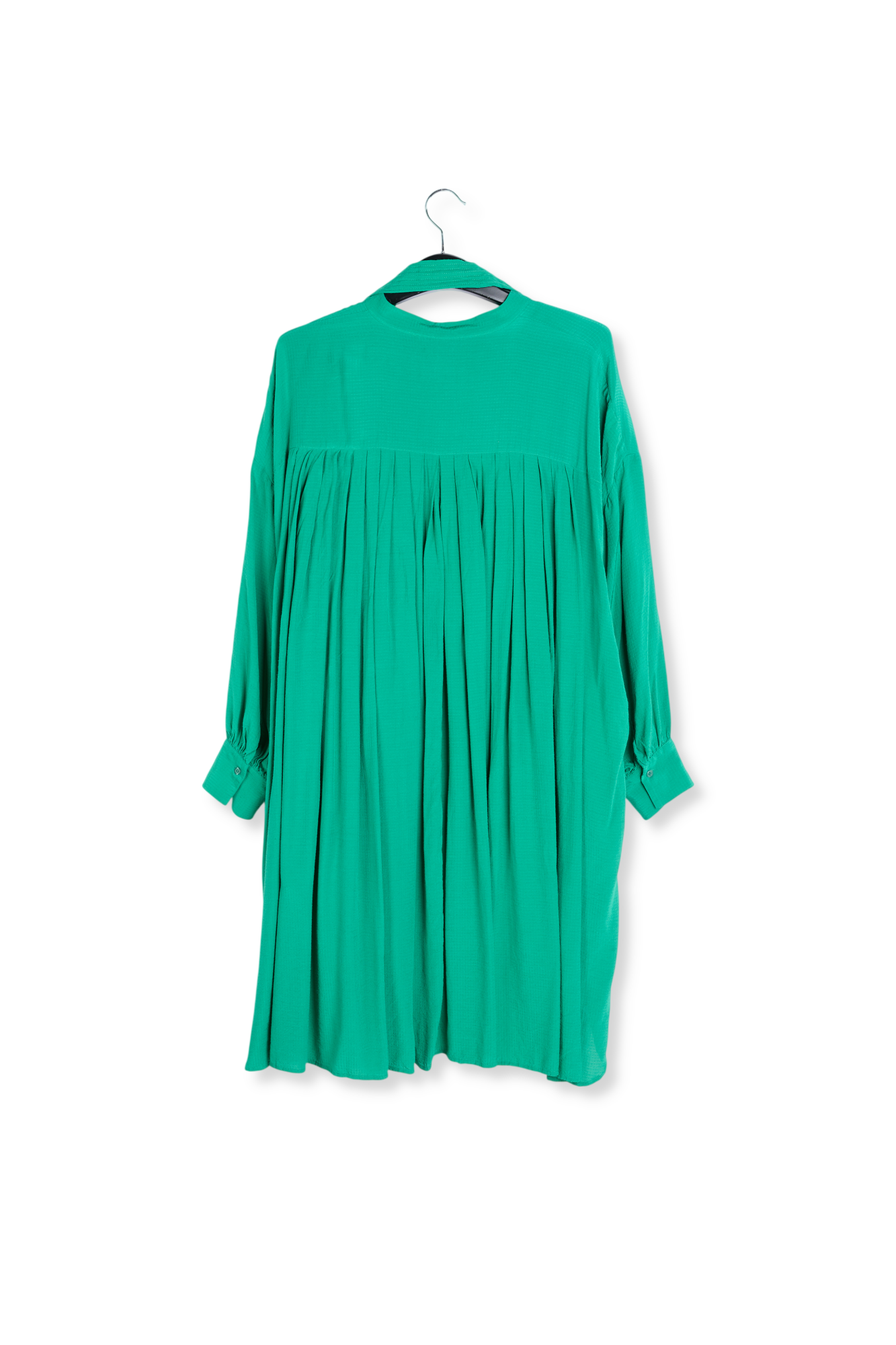 Green relaxed-fit shirt dress with plissé backside RE—SSENTIEL second-hand photo 2