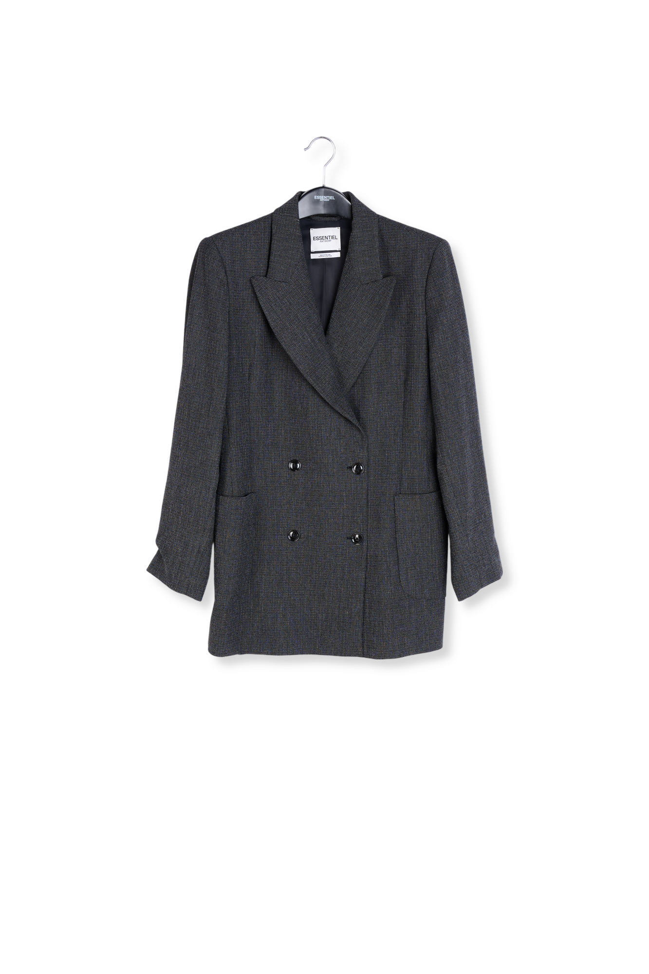 Veste noire croisée au motif microscopique RE—SSENTIEL seconde main photo 2