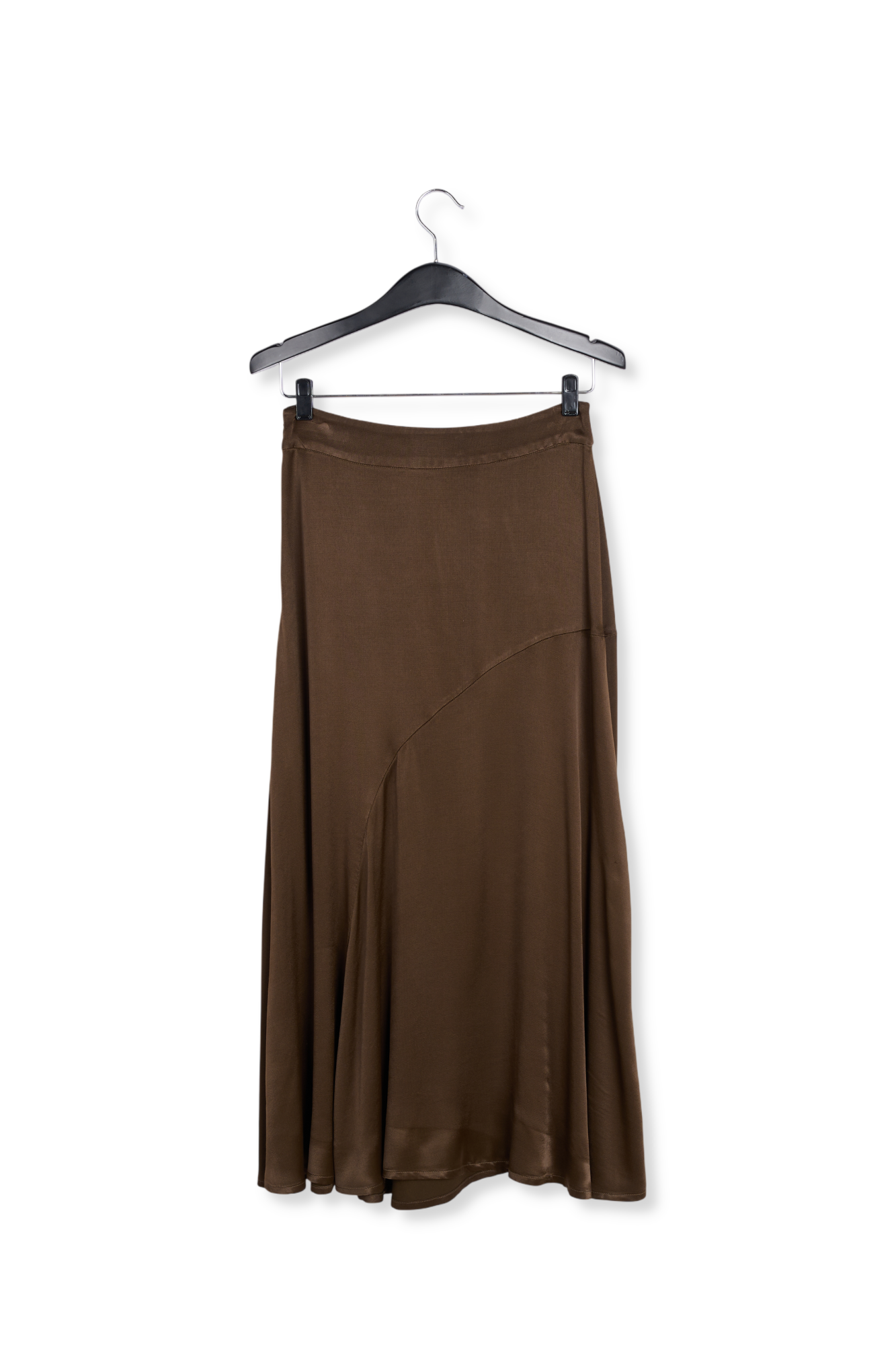 Jupe midi en biais marron RE—SSENTIEL seconde main photo 2