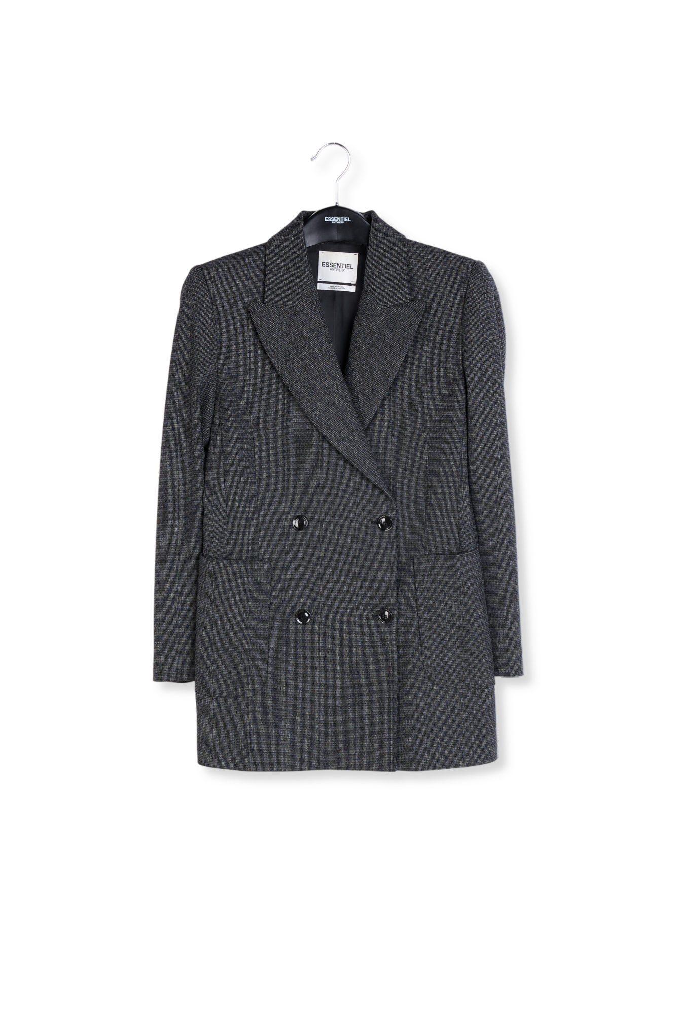 Veste noire croisée au motif microscopique RE—SSENTIEL seconde main photo 3