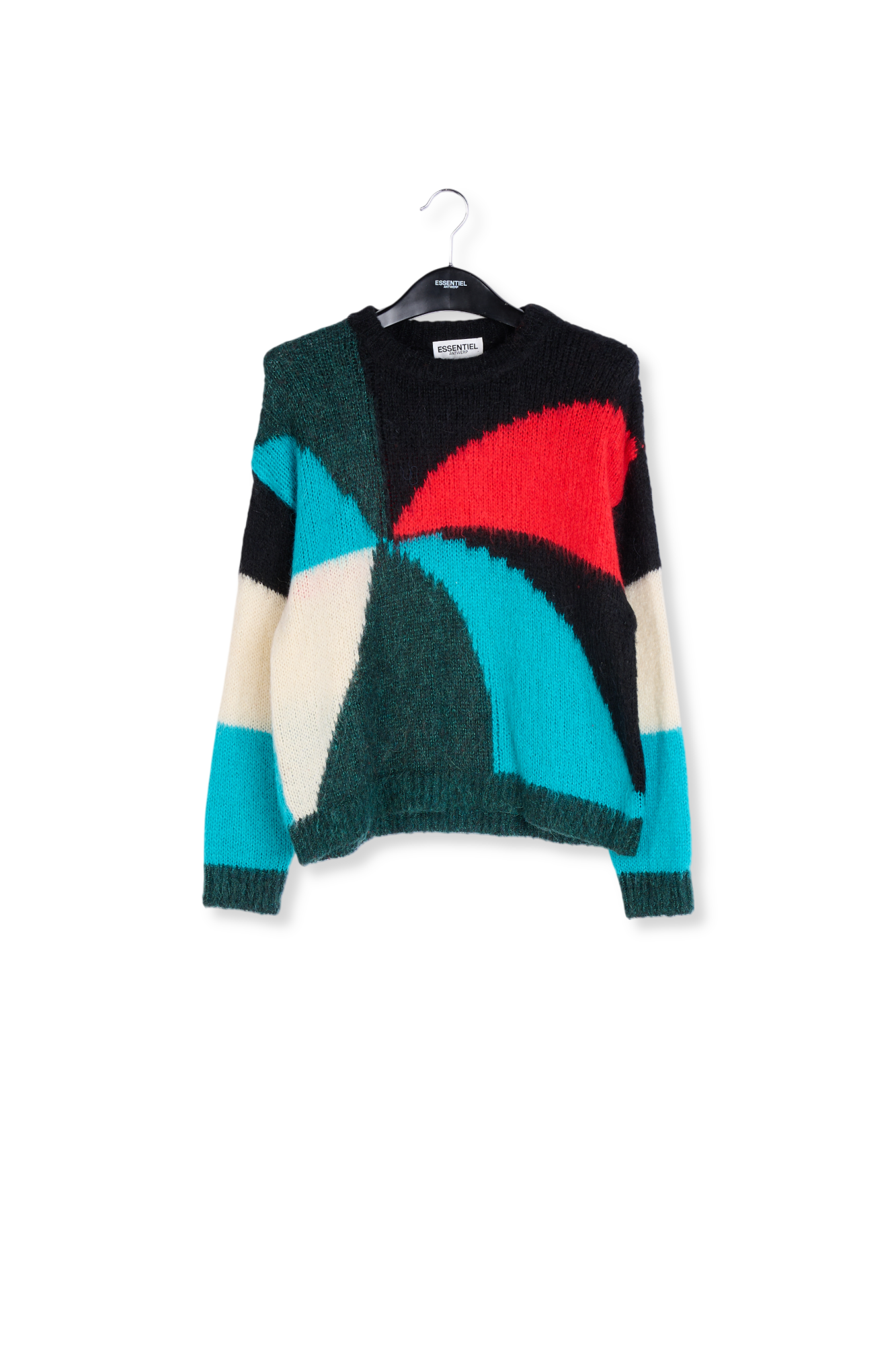Dark green, blue and red intarsia-knitted sweater RE—SSENTIEL second-hand photo 1