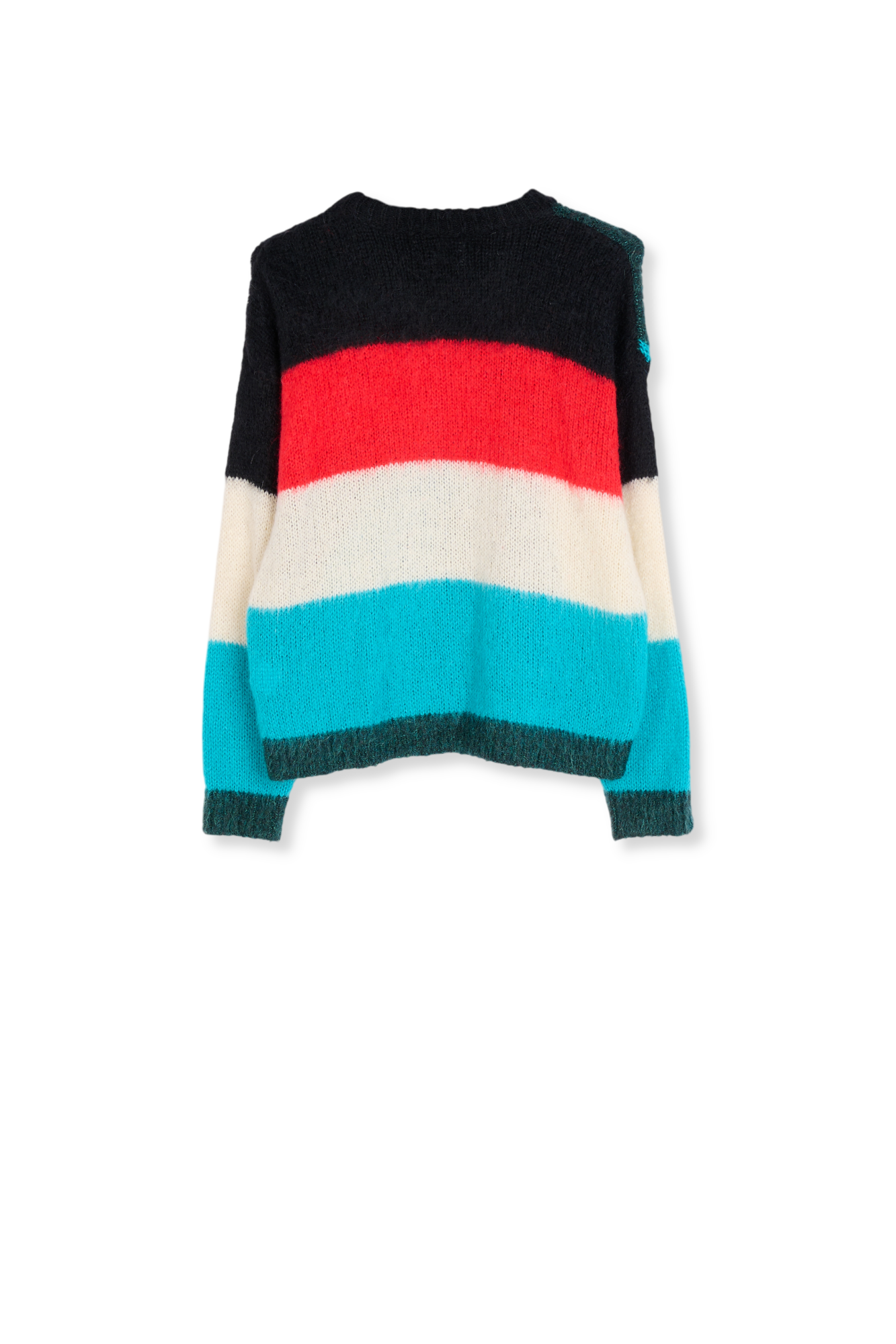 Dark green, blue and red intarsia-knitted sweater RE—SSENTIEL second-hand photo 2