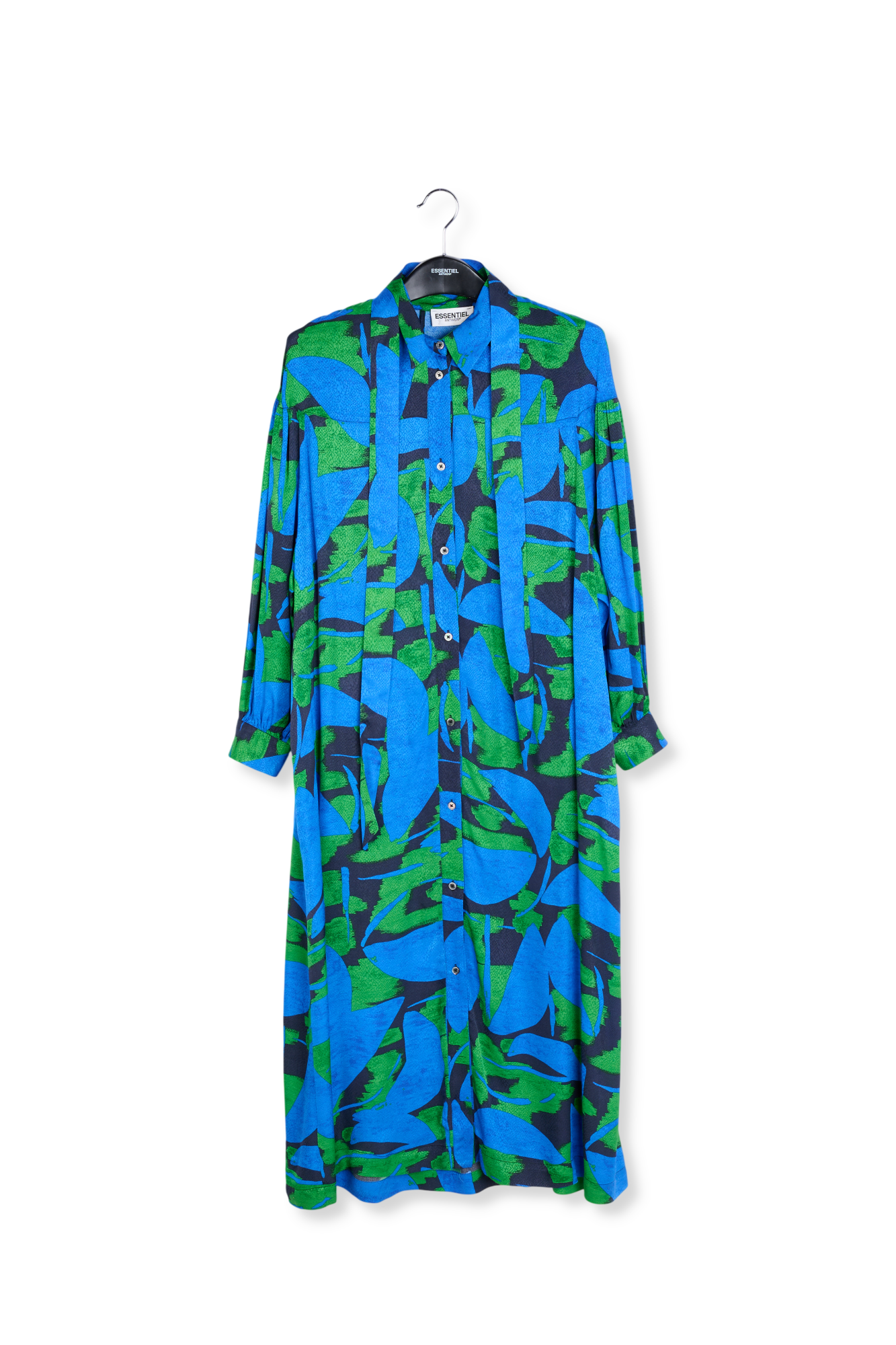Midi-jurk met abstracte print in blauw, zwart en groen RE—SSENTIEL tweedehands photo 1